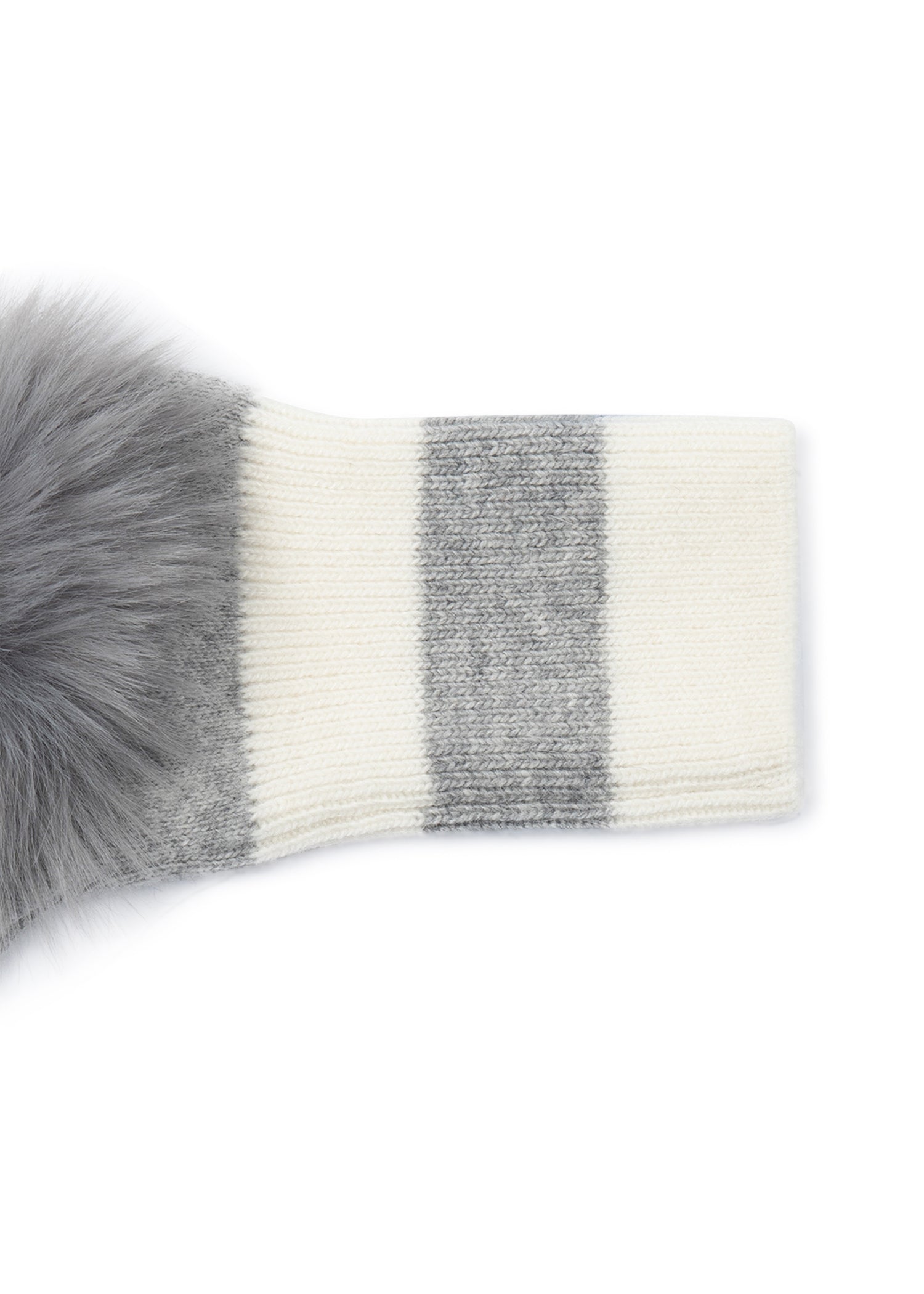 Heather/White Stripe  Fluff Fingerless Glove