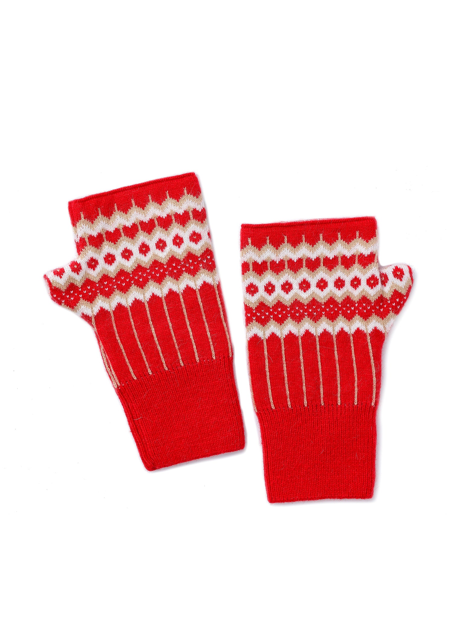 Fair Isle Fingerless Glove Red
