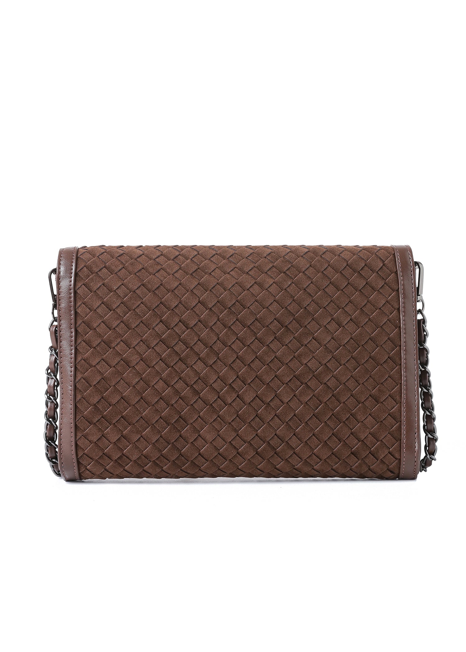 Beth Chocolate Woven Clutch