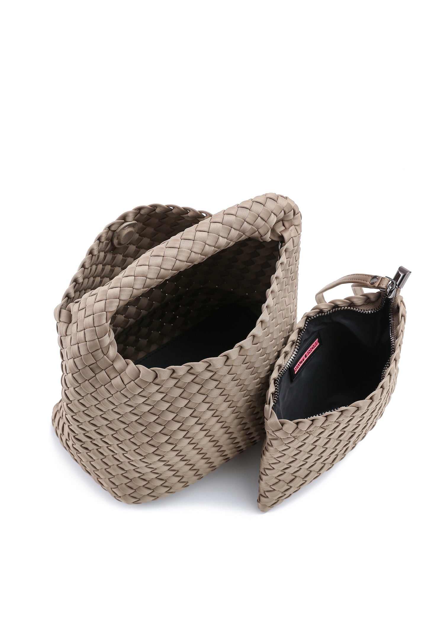 Shelly Taupe Woven Bucket Bag