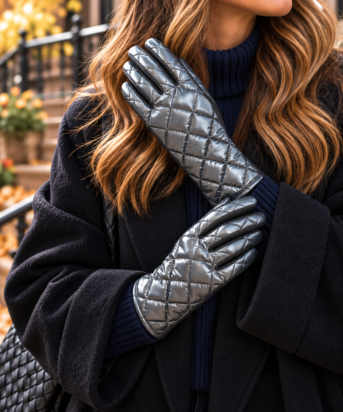 City Gunmetal Quilted Puffer Glove