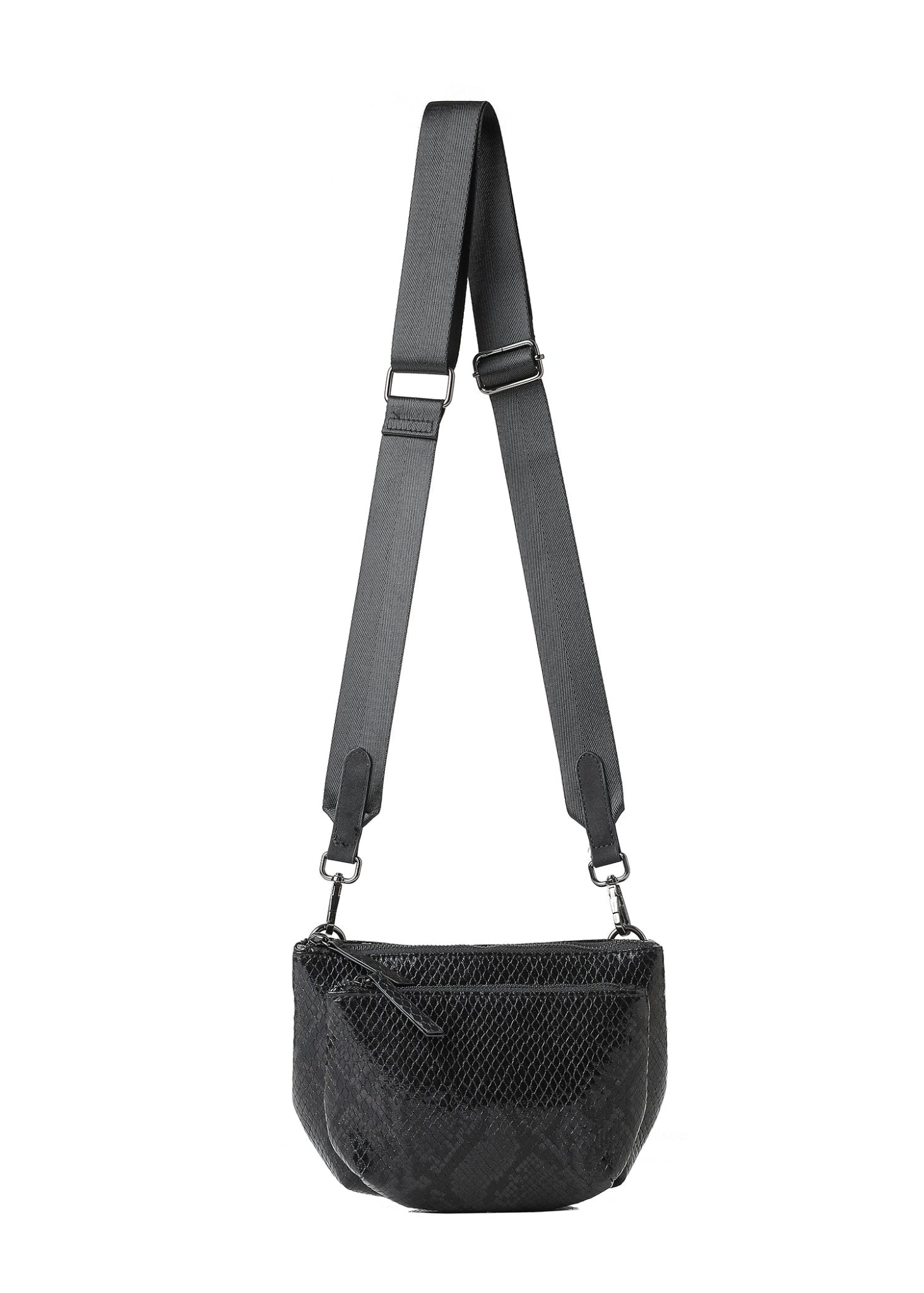 Devon Black Python Convertible Crossbody