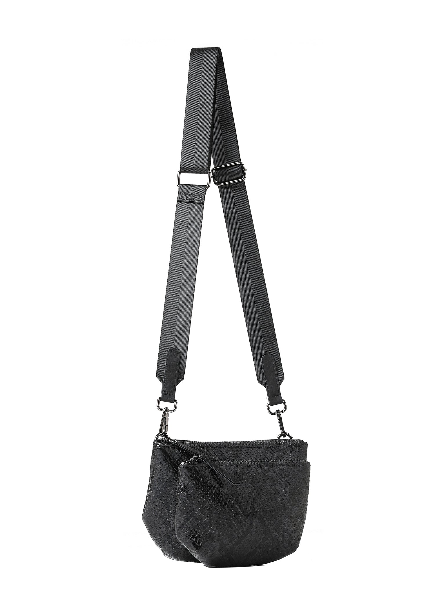 Devon Black Python Convertible Crossbody