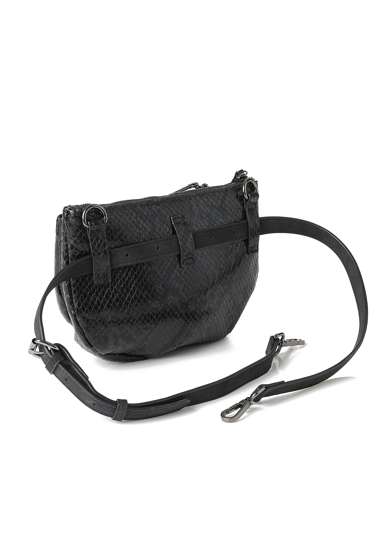 Devon Black Python Convertible Crossbody