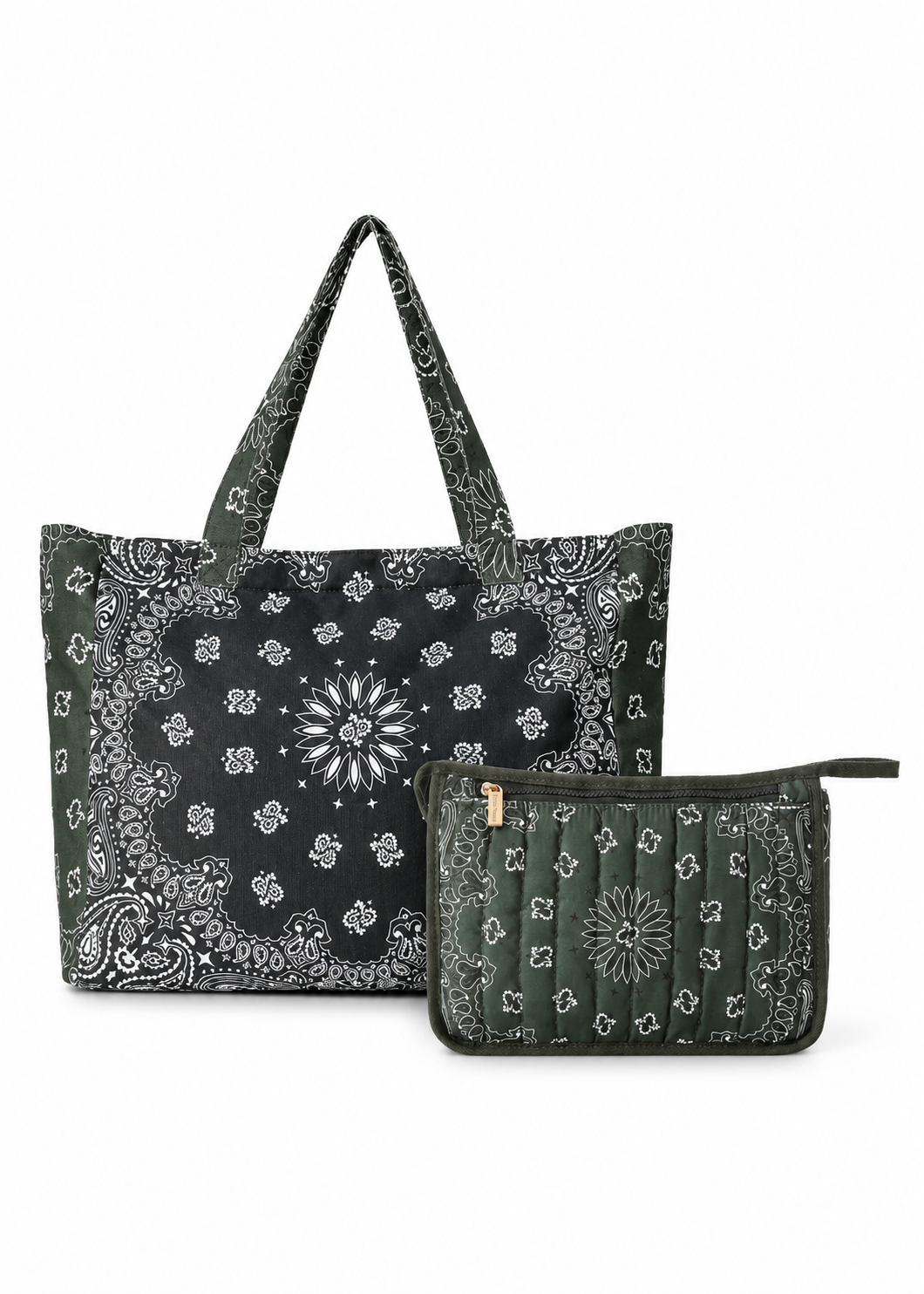 Bailey Black/Army Bandana Tote & Beau Army Pouch