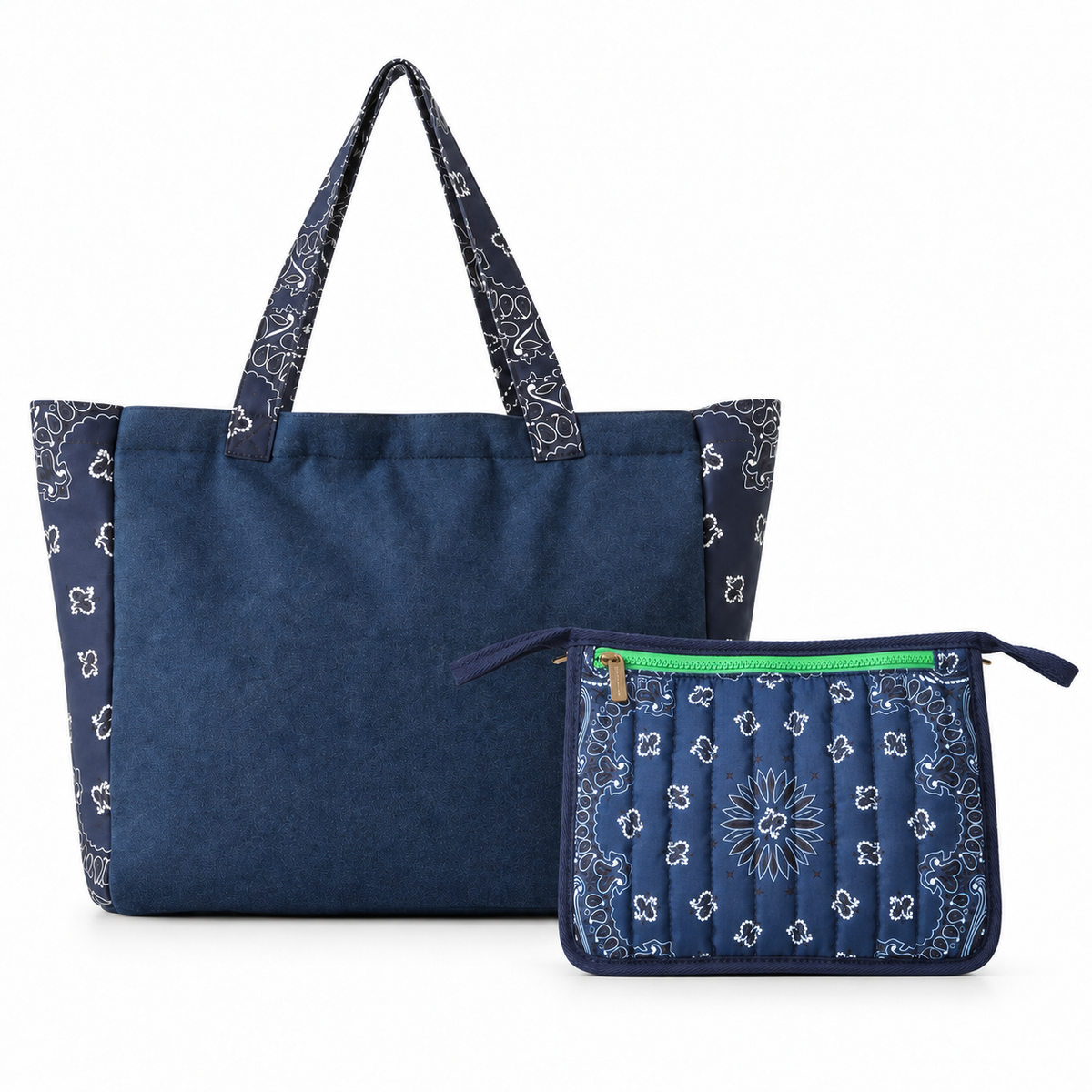 Bailey Denim/Navy Bandana Tote & Beau Navy Pouch