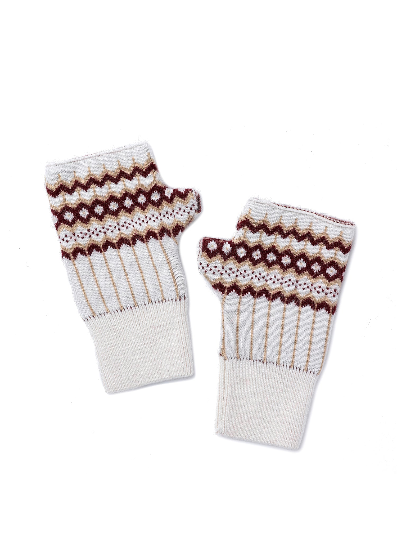 Fair Isle Fingerless Glove Cream
