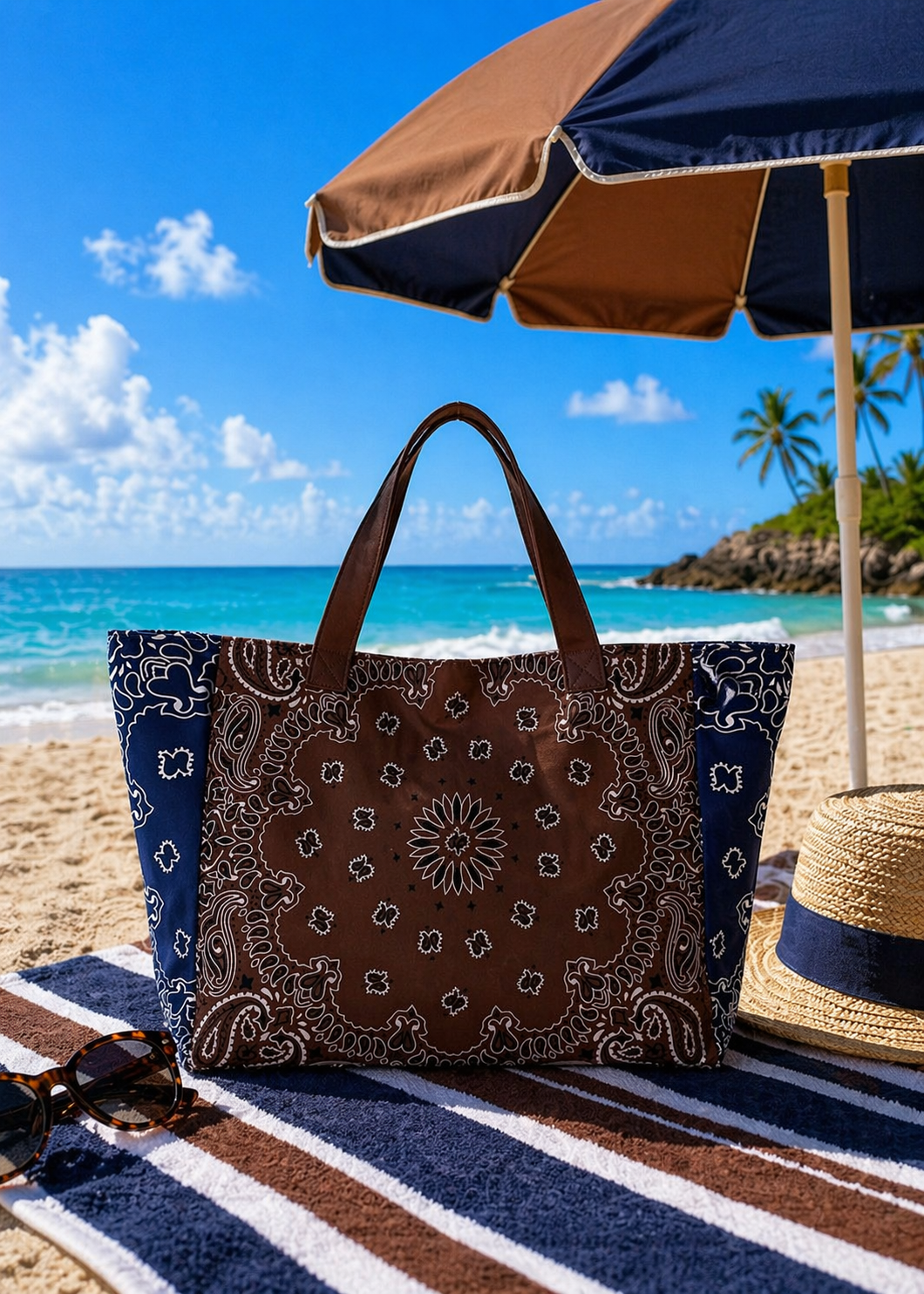 Bailey Brown/Navy Bandana Tote