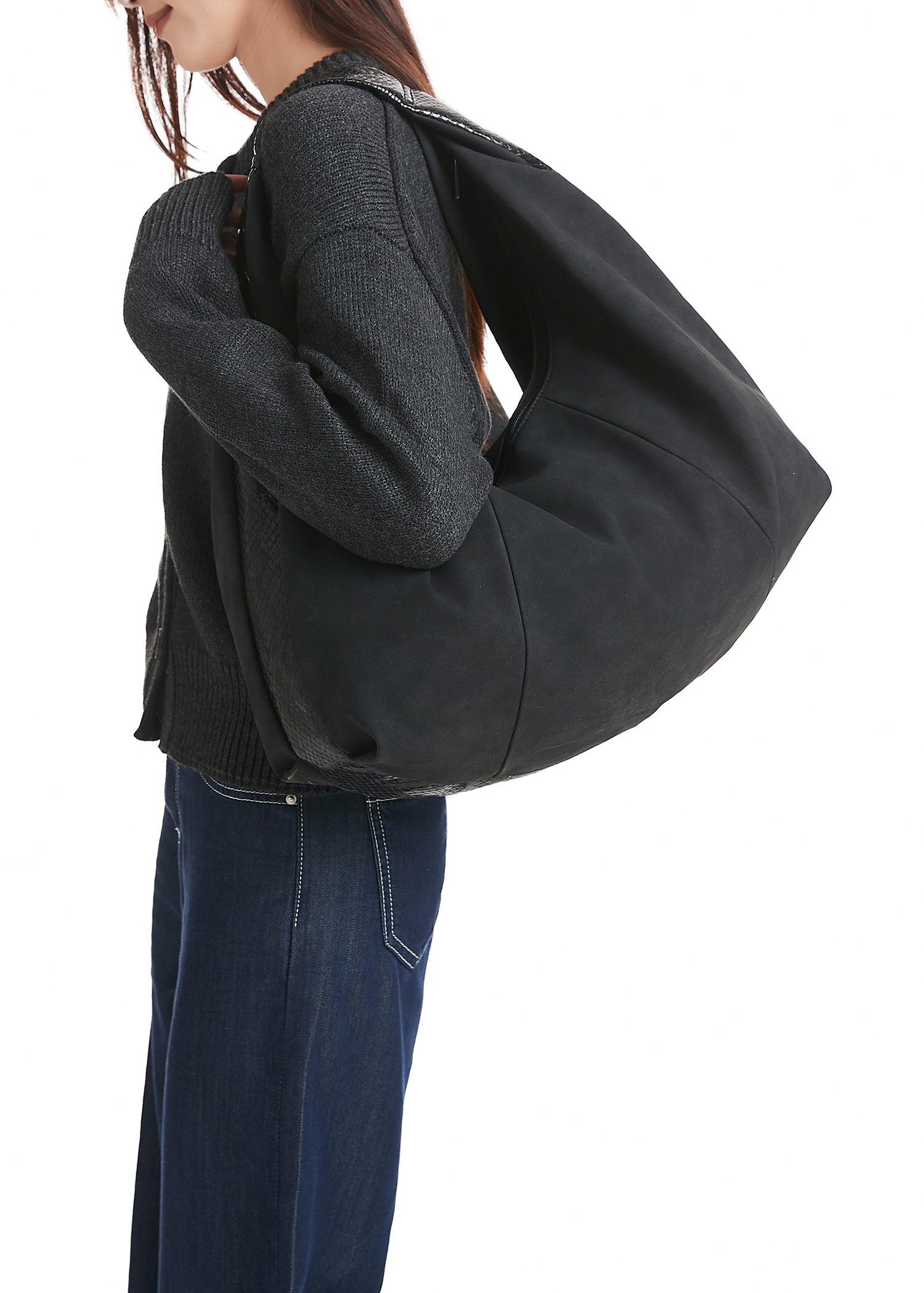 Black Suede Hobo Bag - FINAL SALE