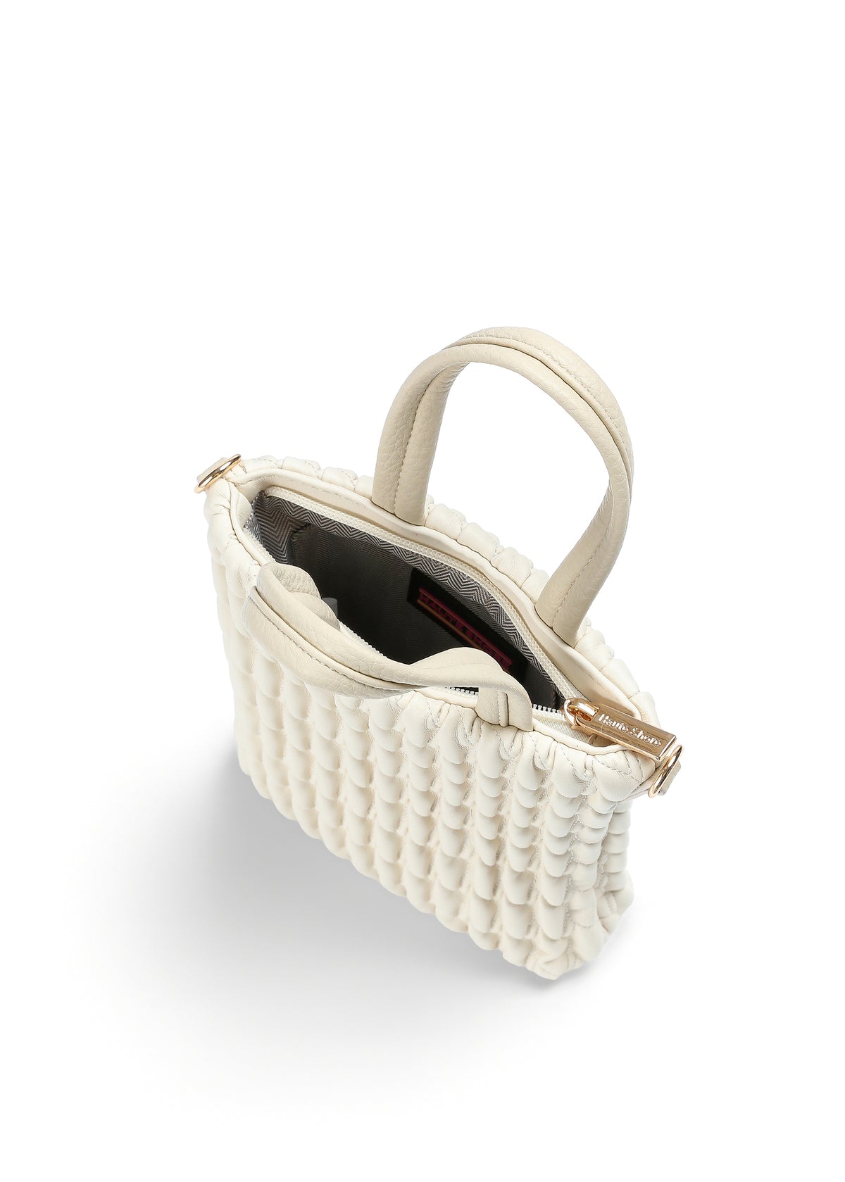 Mila Ecru Twisted Vegan Leather Mini Tote Crossbody Bag