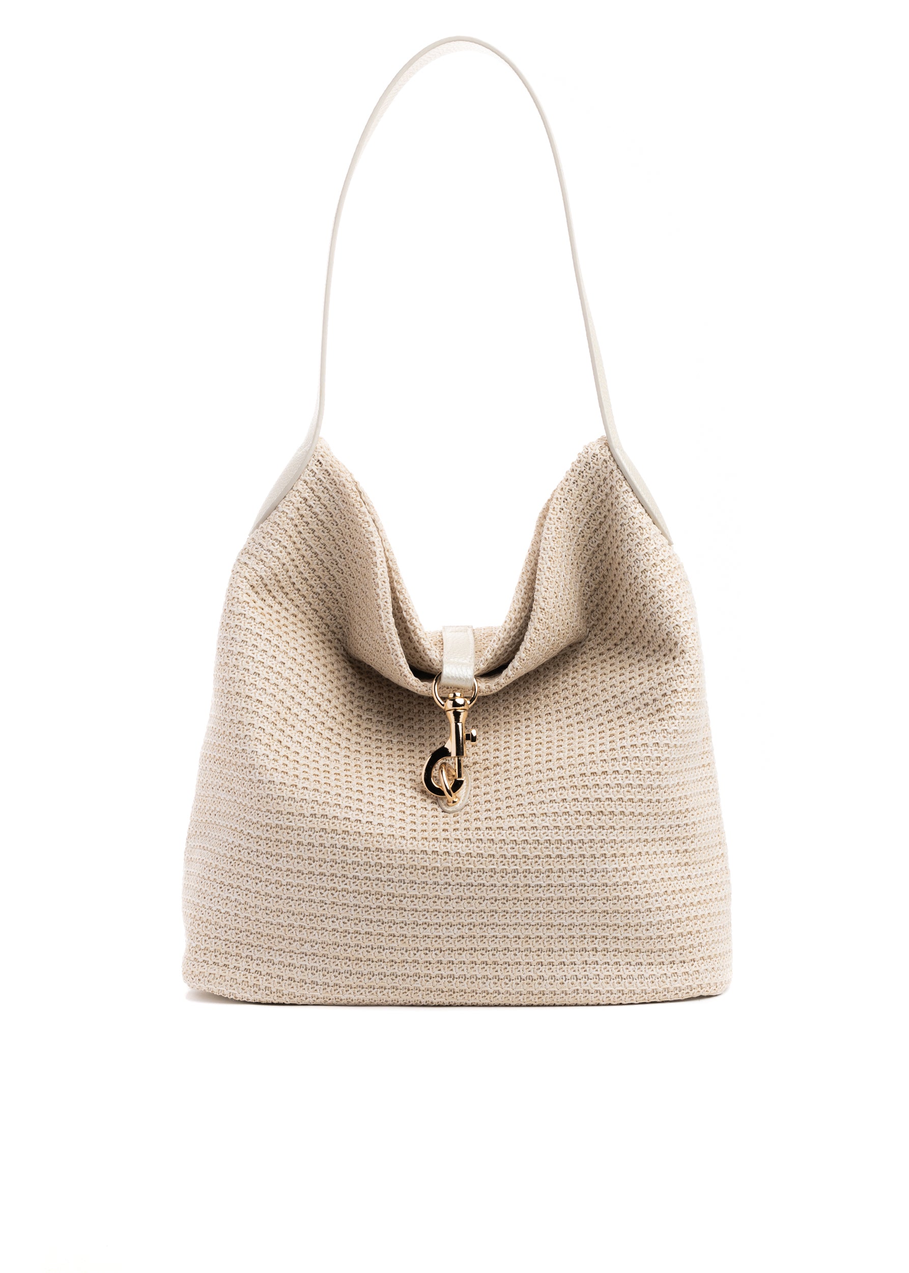 Sandy Beige Raffia Shoulder Bag