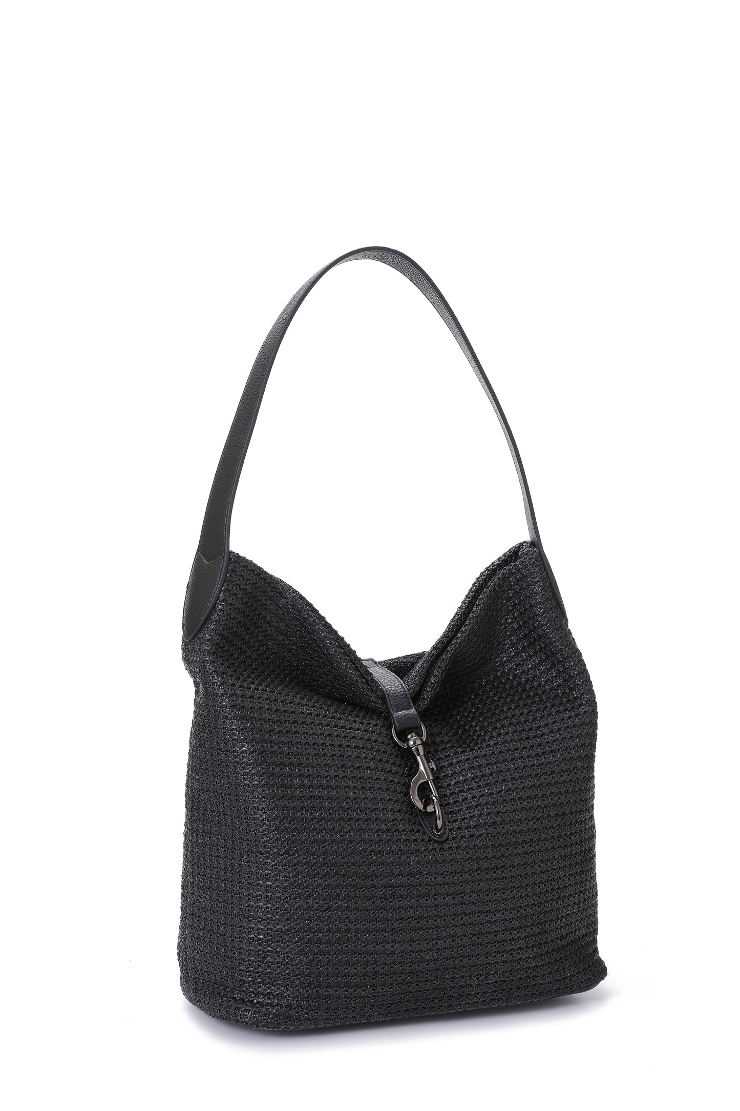 Sandy Black Raffia Shoulder Bag