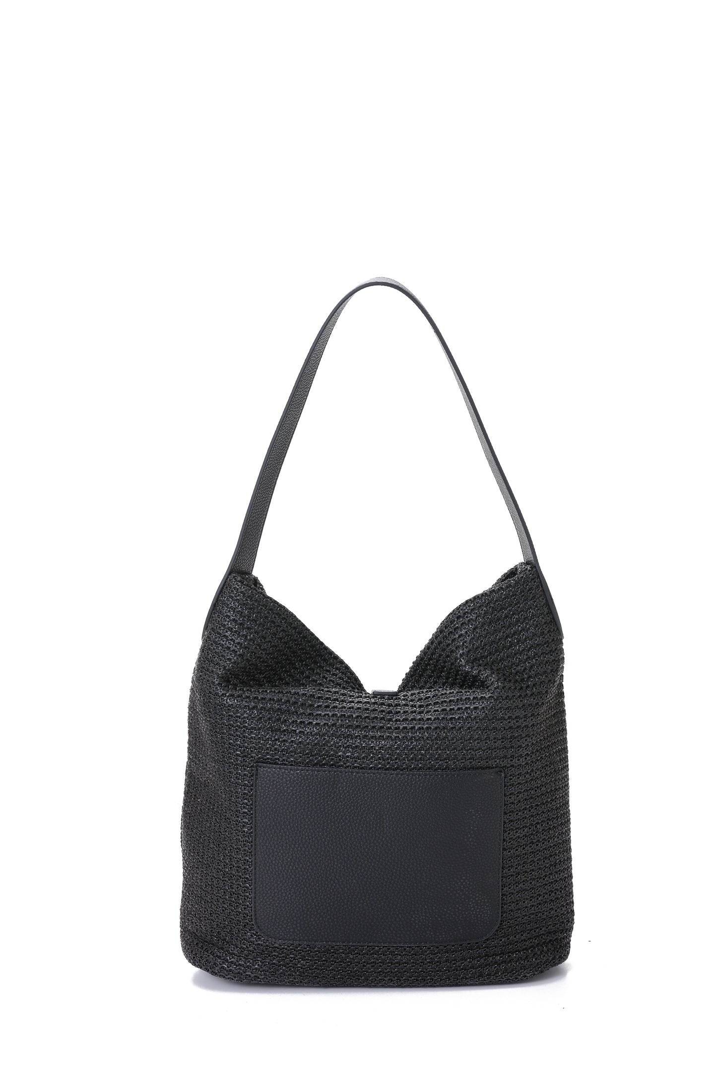 Sandy Black Raffia Shoulder Bag