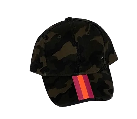 Green Camo Pink/Orange/Pink Stripe Boardwalk Baseball Cap - SPECIAL FINAL SALE