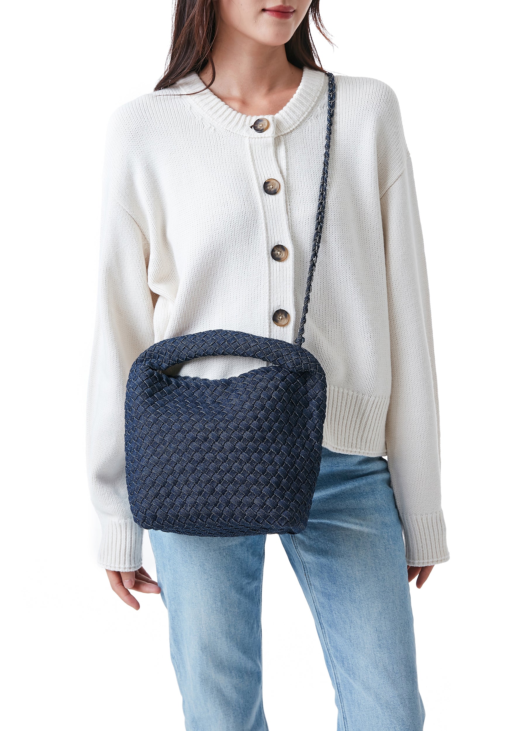 Shelly Indigo Woven Bucket Bag PRE-ORDER SHIPS 10/15