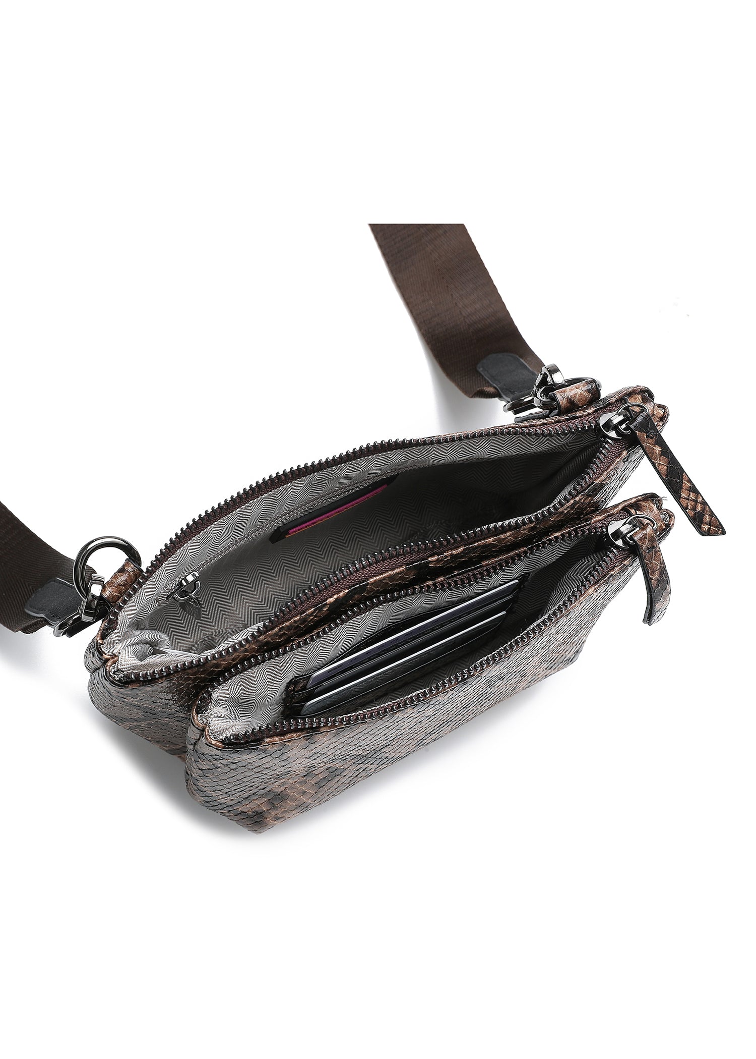 Devon Brown Python Convertible Crossbody