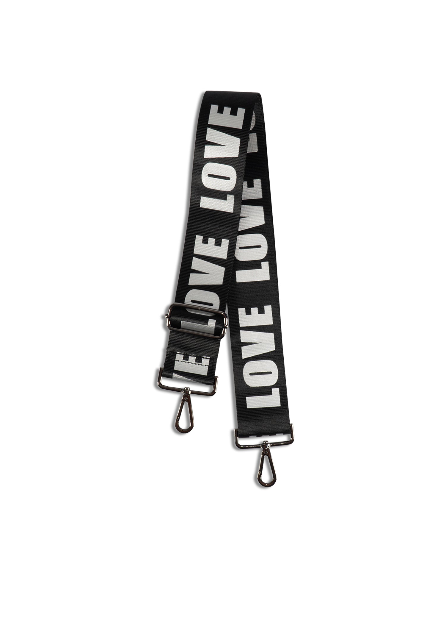 black/silver love handbag strap