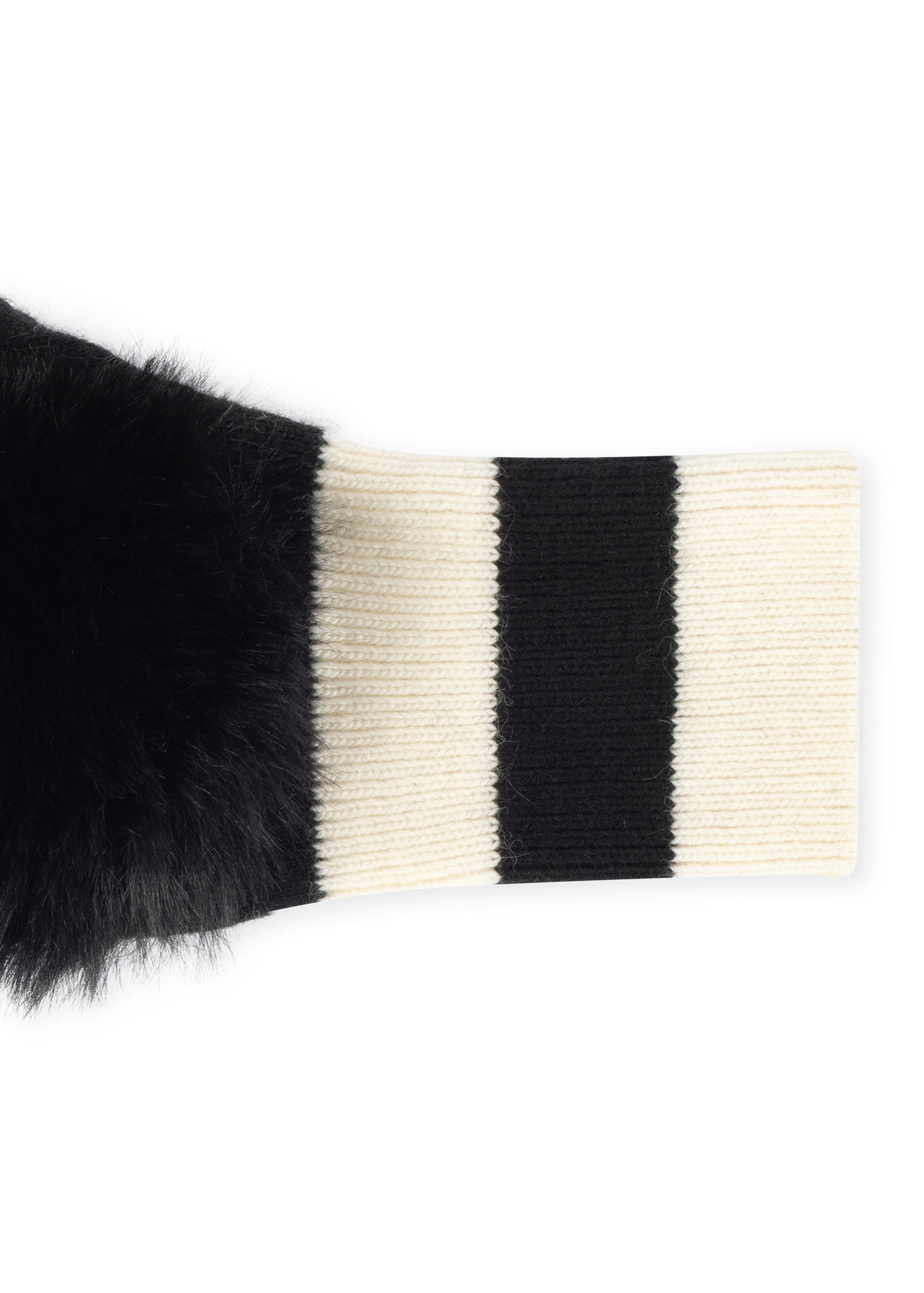 Black/White Stripe Fluff Fingerless Glove