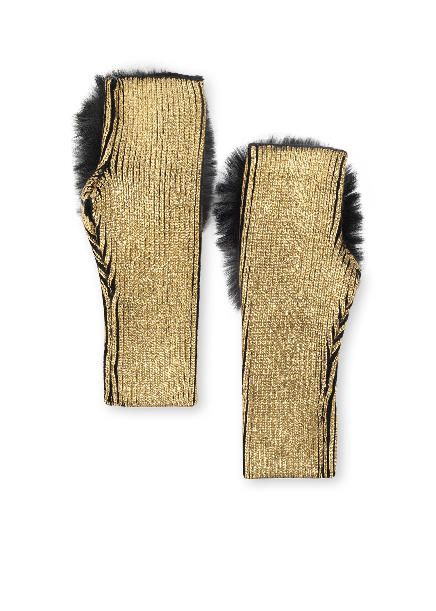 SPECIAL - Metallic Gold Fluff Fingerless Glove - FINAL SALE