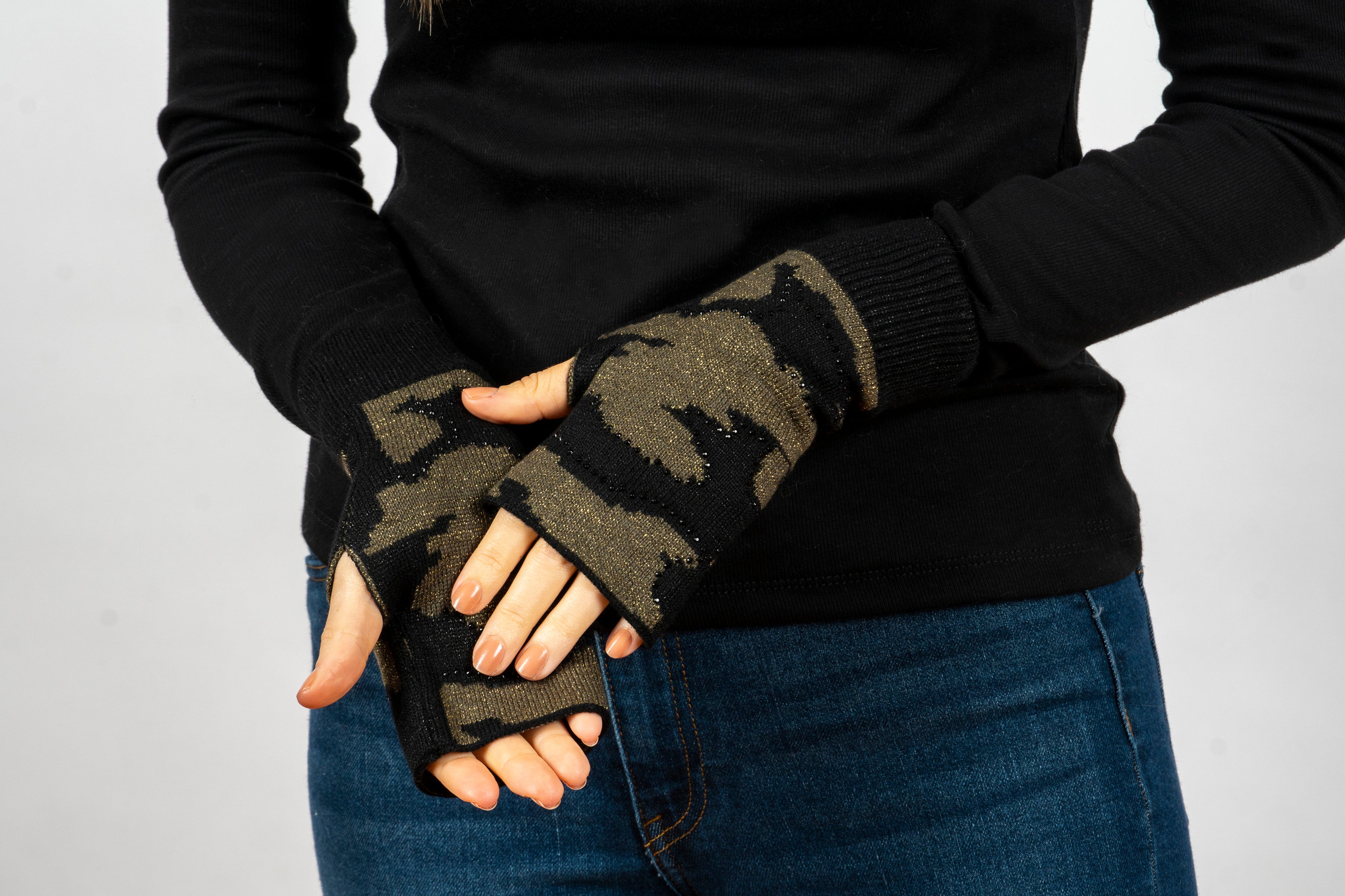 colorado black/army camo fingerless gloves