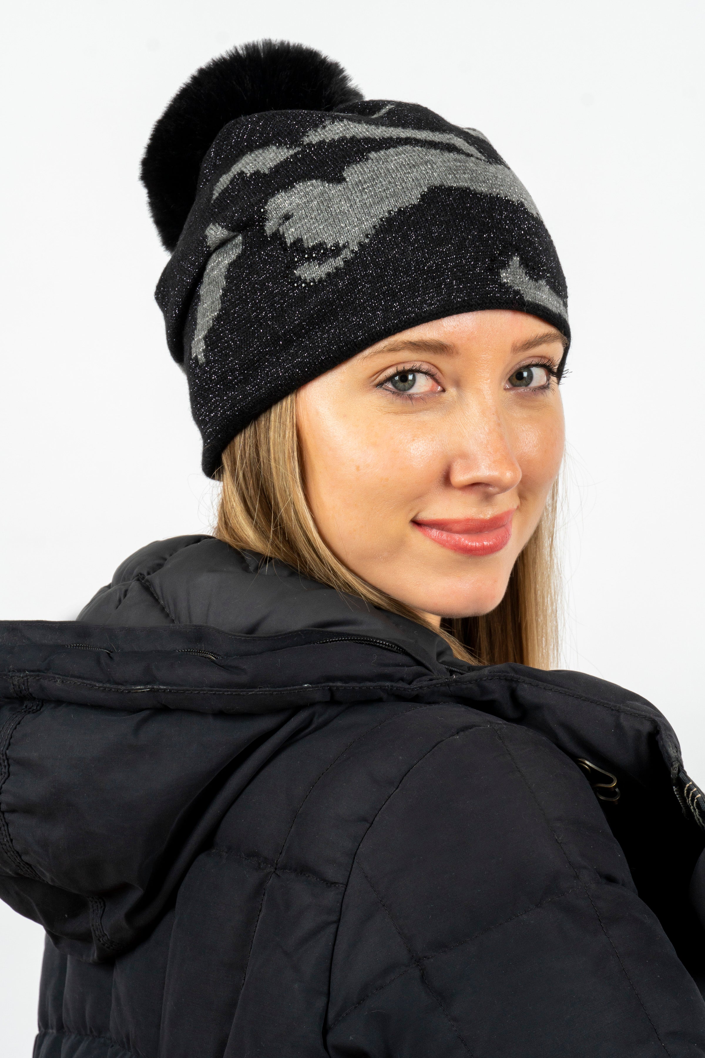 colorado black/gray camo beanie