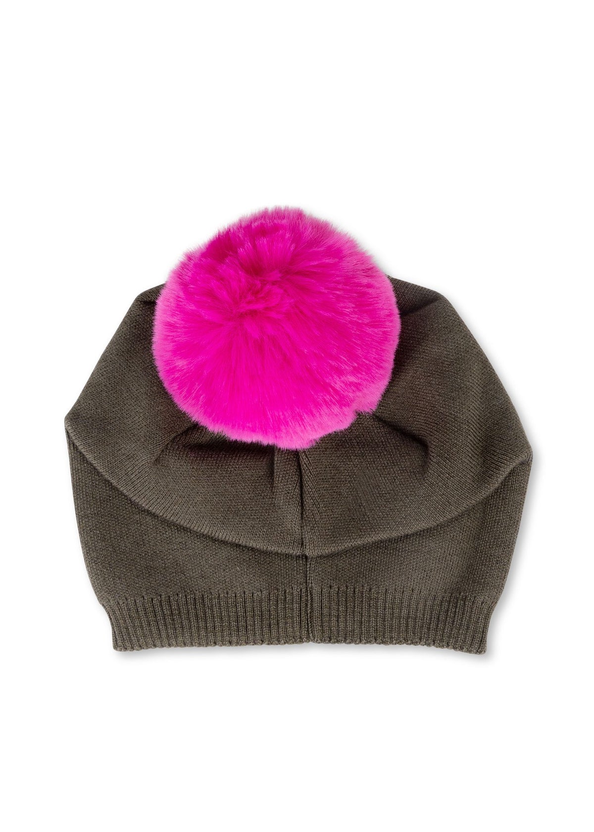 Haute Shore Beanie Brooklyn Slouch Cap Black Wool Blend Pink Faux Fur Pom Pom Lyric Light Pink Slouchy Beanie Hat with Finn Raccoon Pom  main image 4