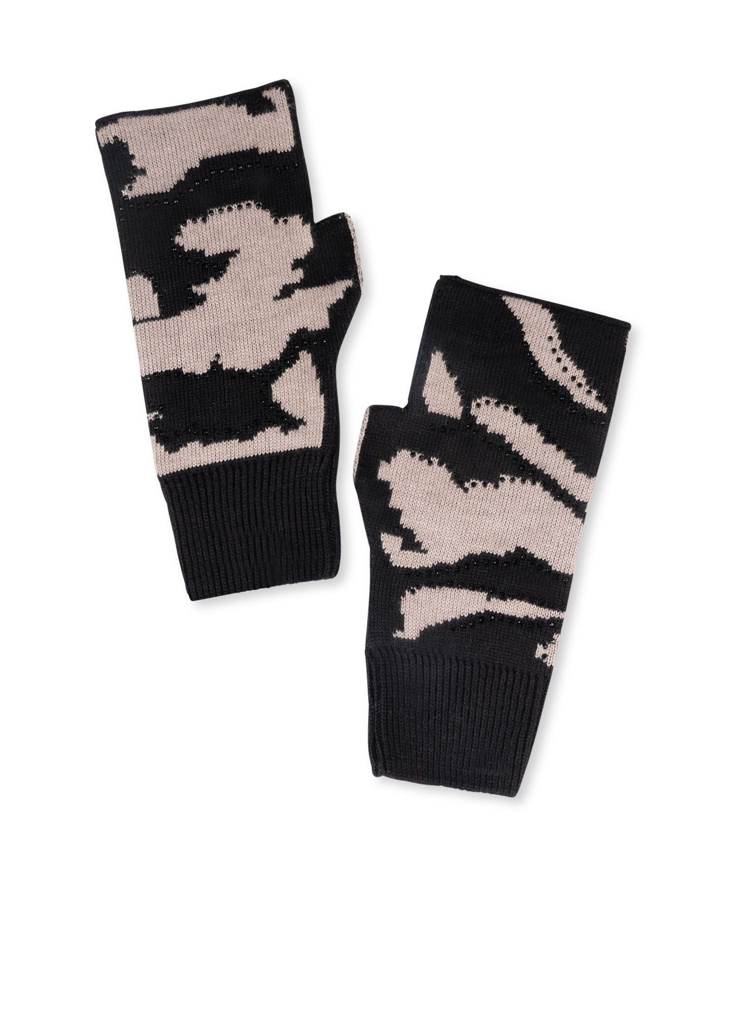 colorado black/beige camo fingerless gloves