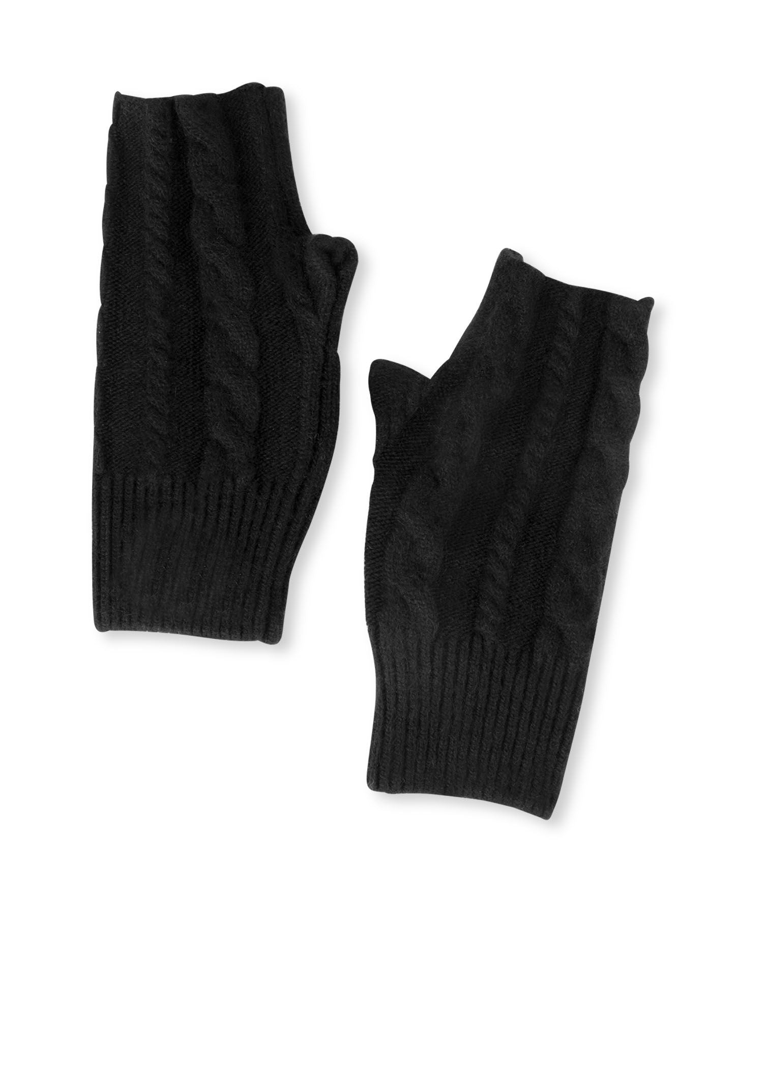 cabin cable fingerless glove black