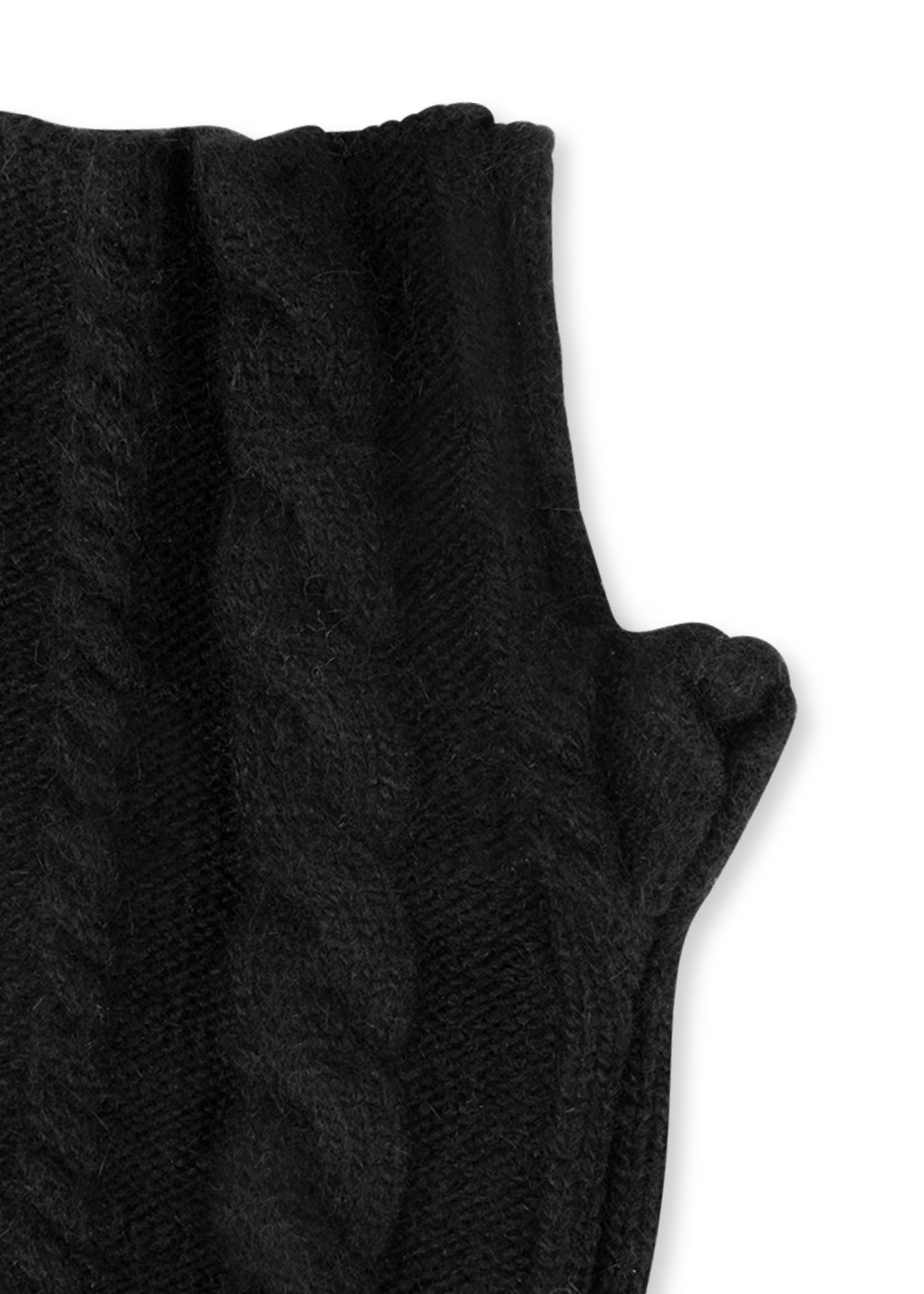 cabin cable fingerless glove black