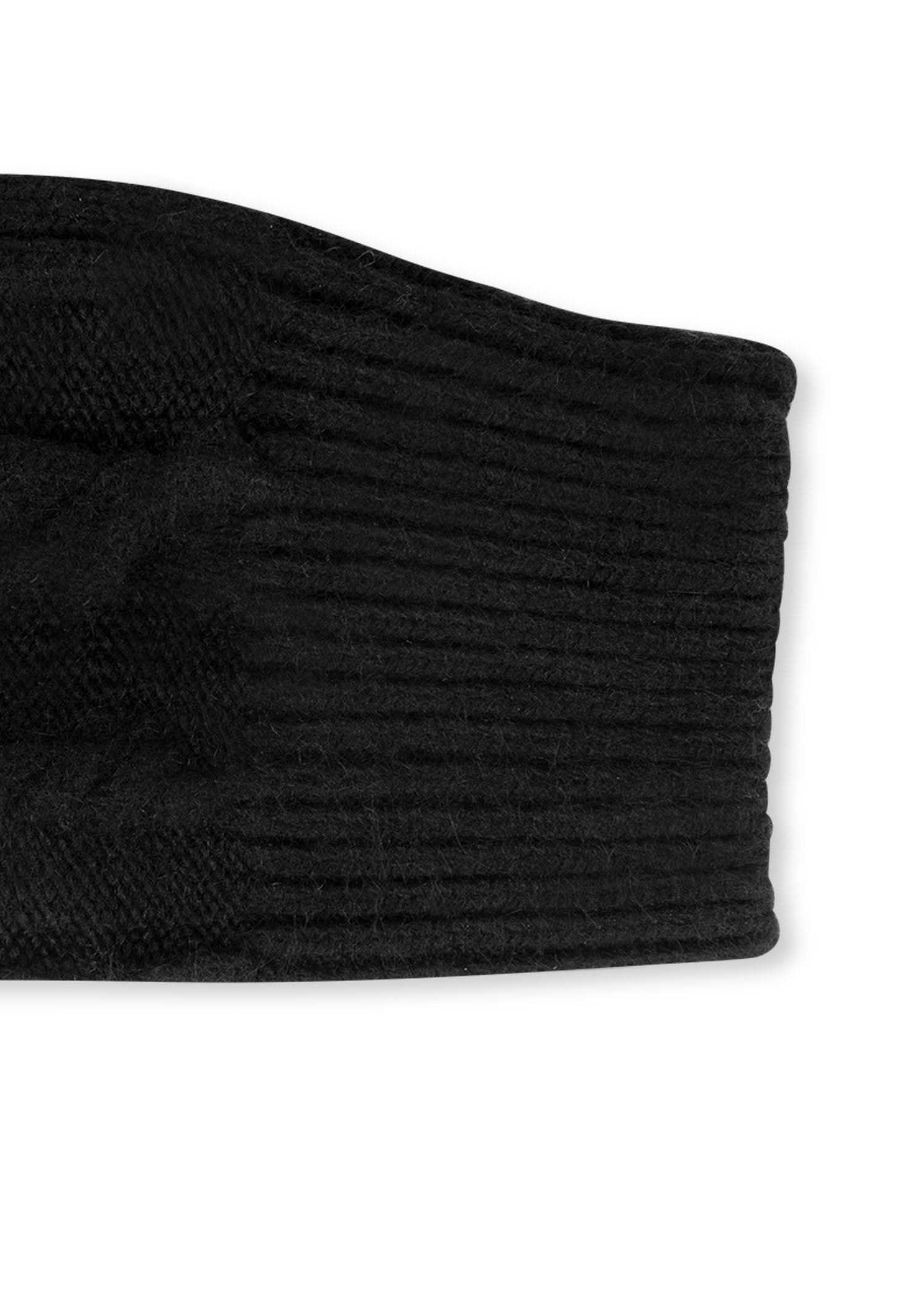 cabin cable fingerless glove black