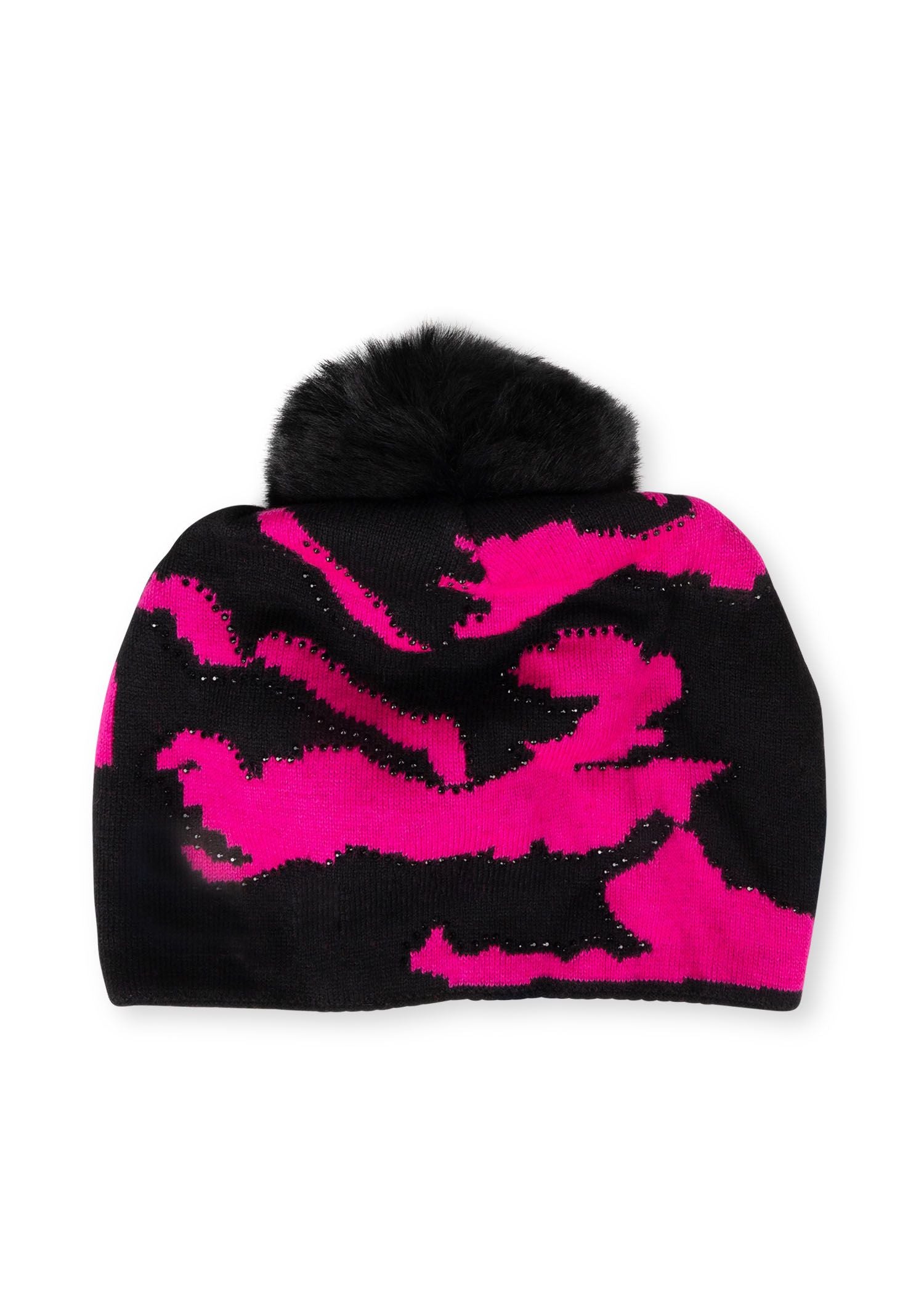 black and pink beanie