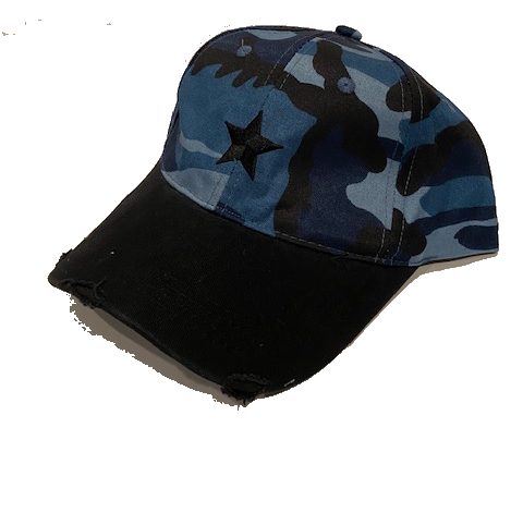 boardwalk baseball cap blue camo/black star/black brim
