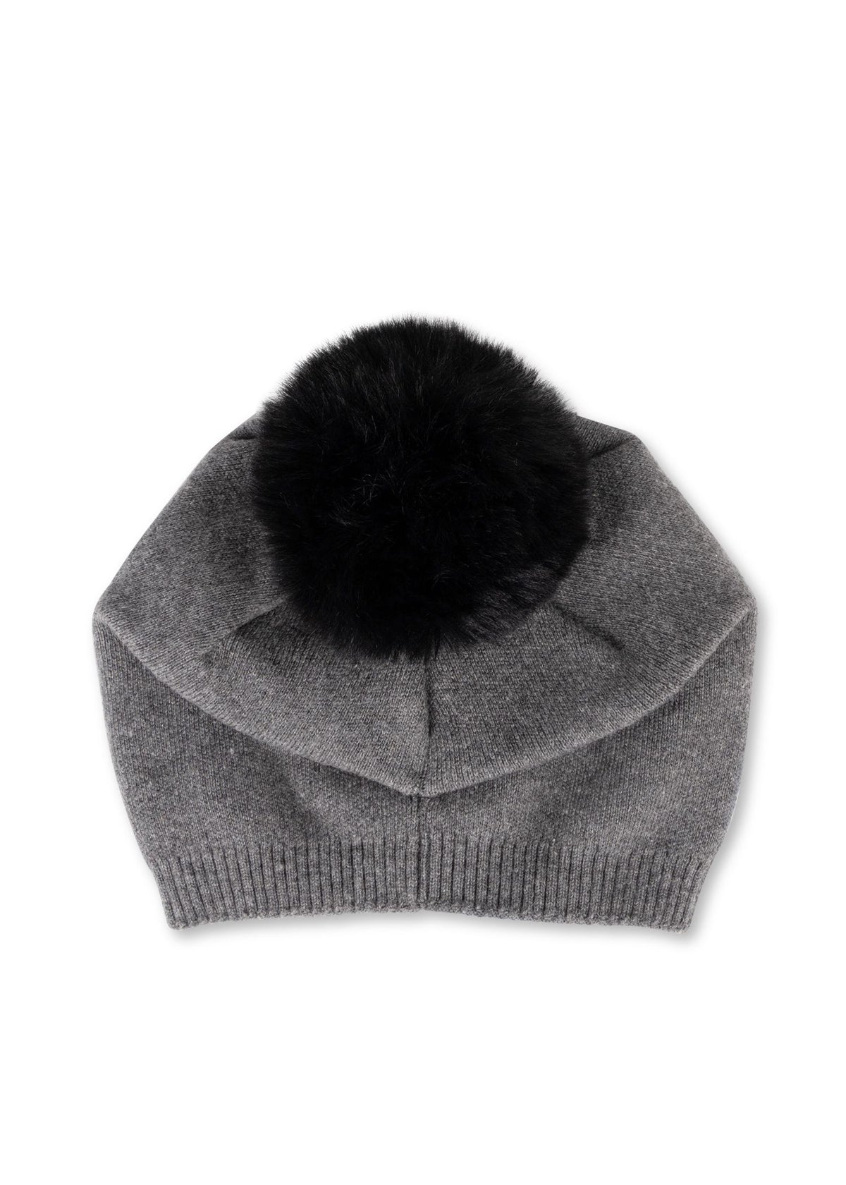 Brooklyn Beanie Charcoal/Black Faux Fur Pom display picture 2