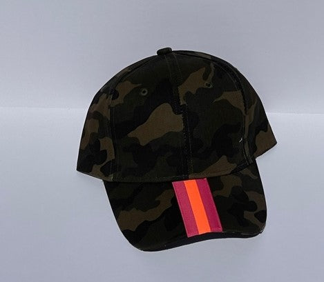 boardwalk baseball cap green camo/pink orange pink stripe