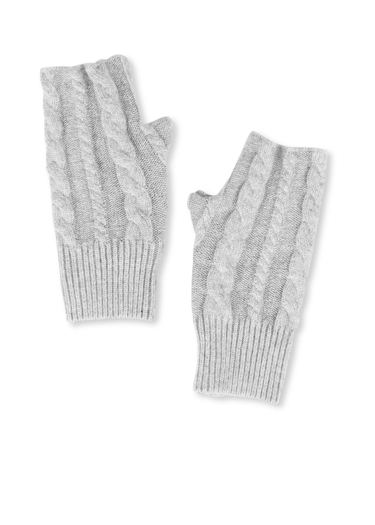 cabin cable fingerless glove gray
