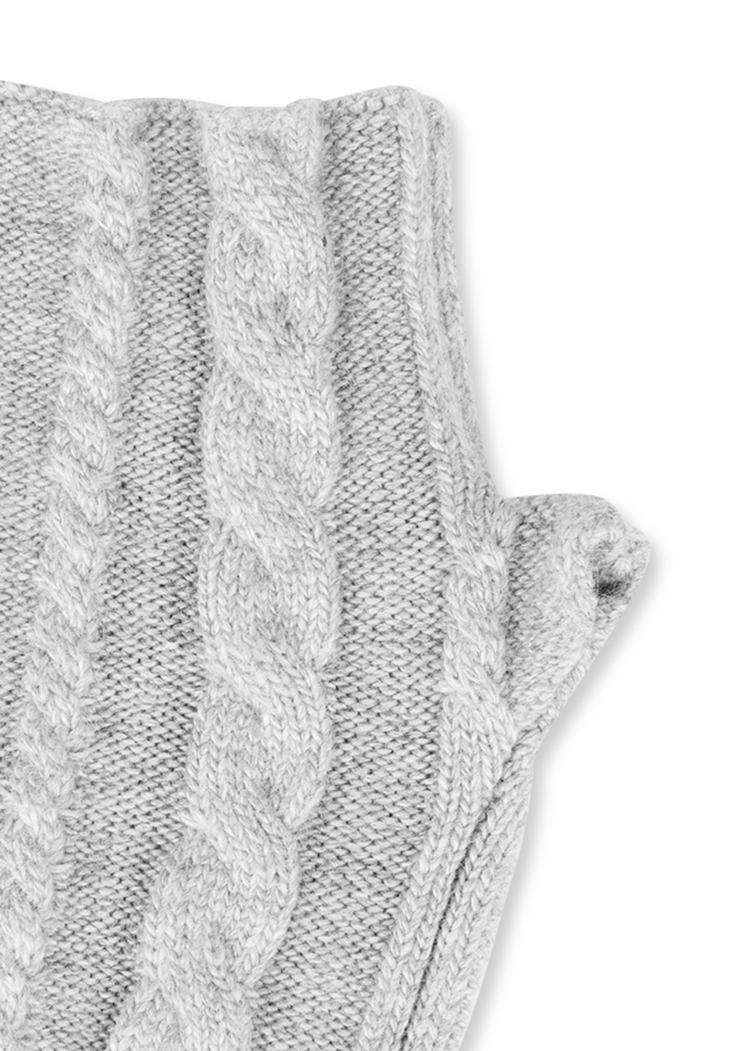 cabin cable fingerless glove gray