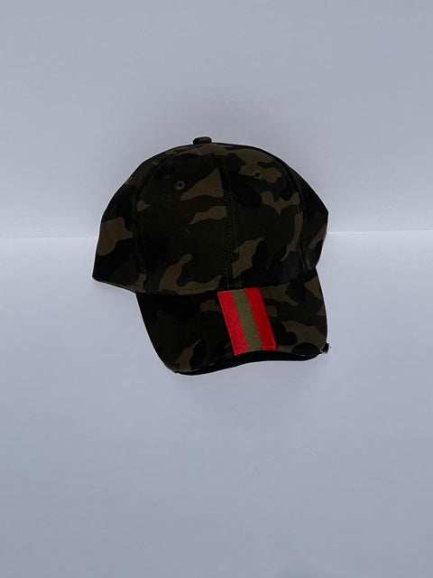 boardwalk baseball cap green camo/red olive red stripe