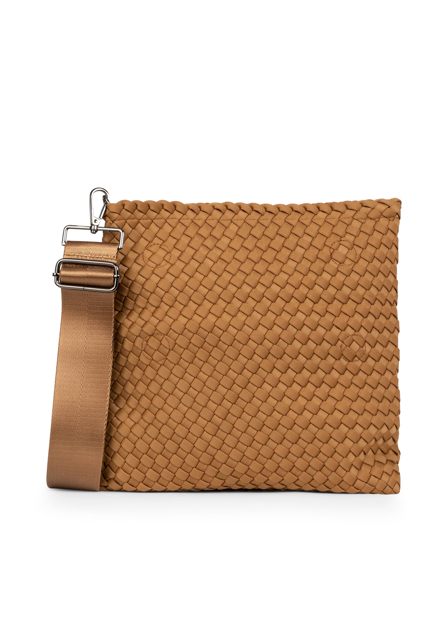 Val Camel Convertible Woven Crossbody