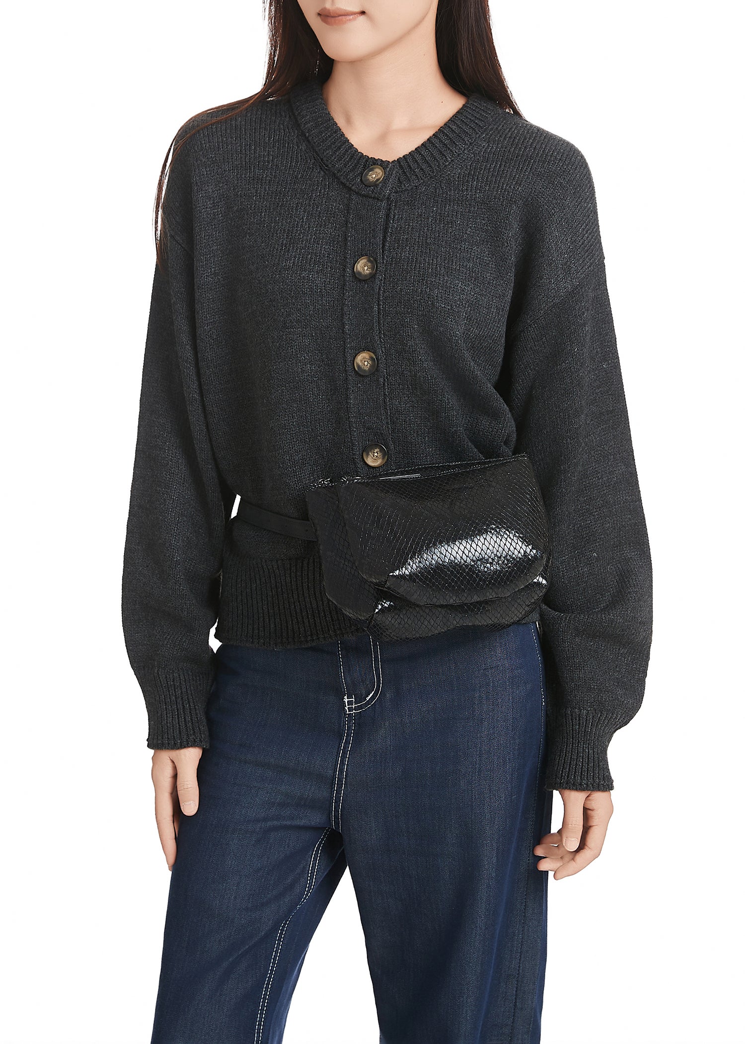 Devon Black Python Convertible Crossbody