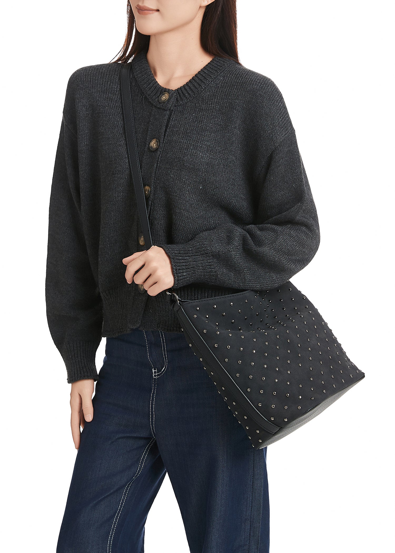 Celine Black Suede Shoulder Bag