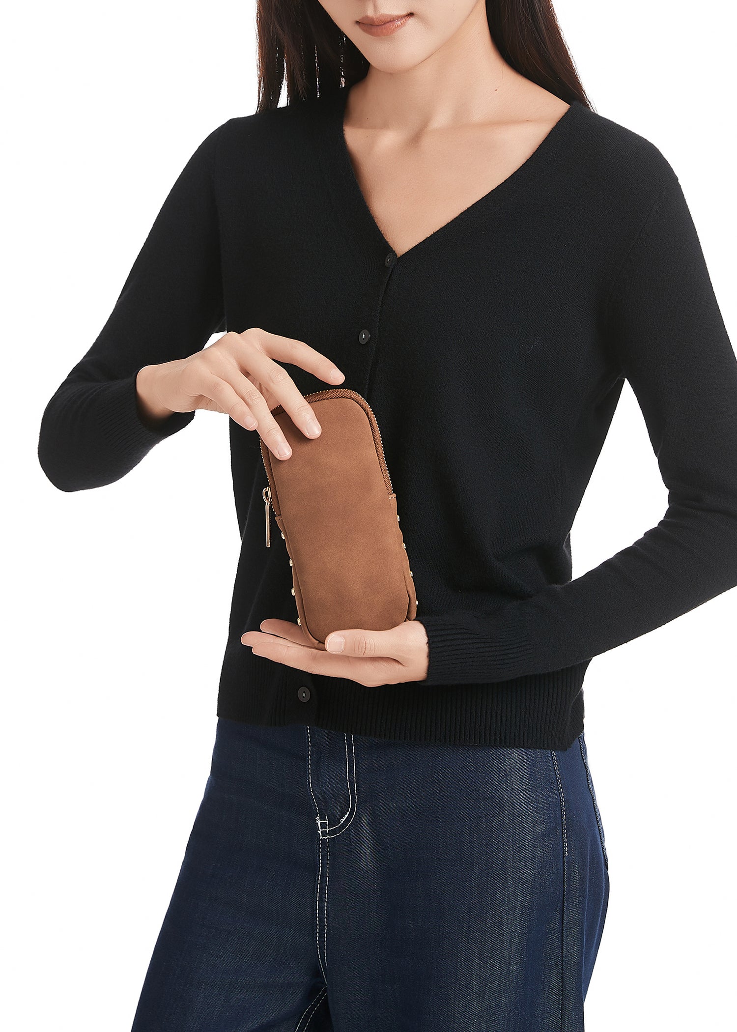 Ev Saddle Studded Suede Glasses Case