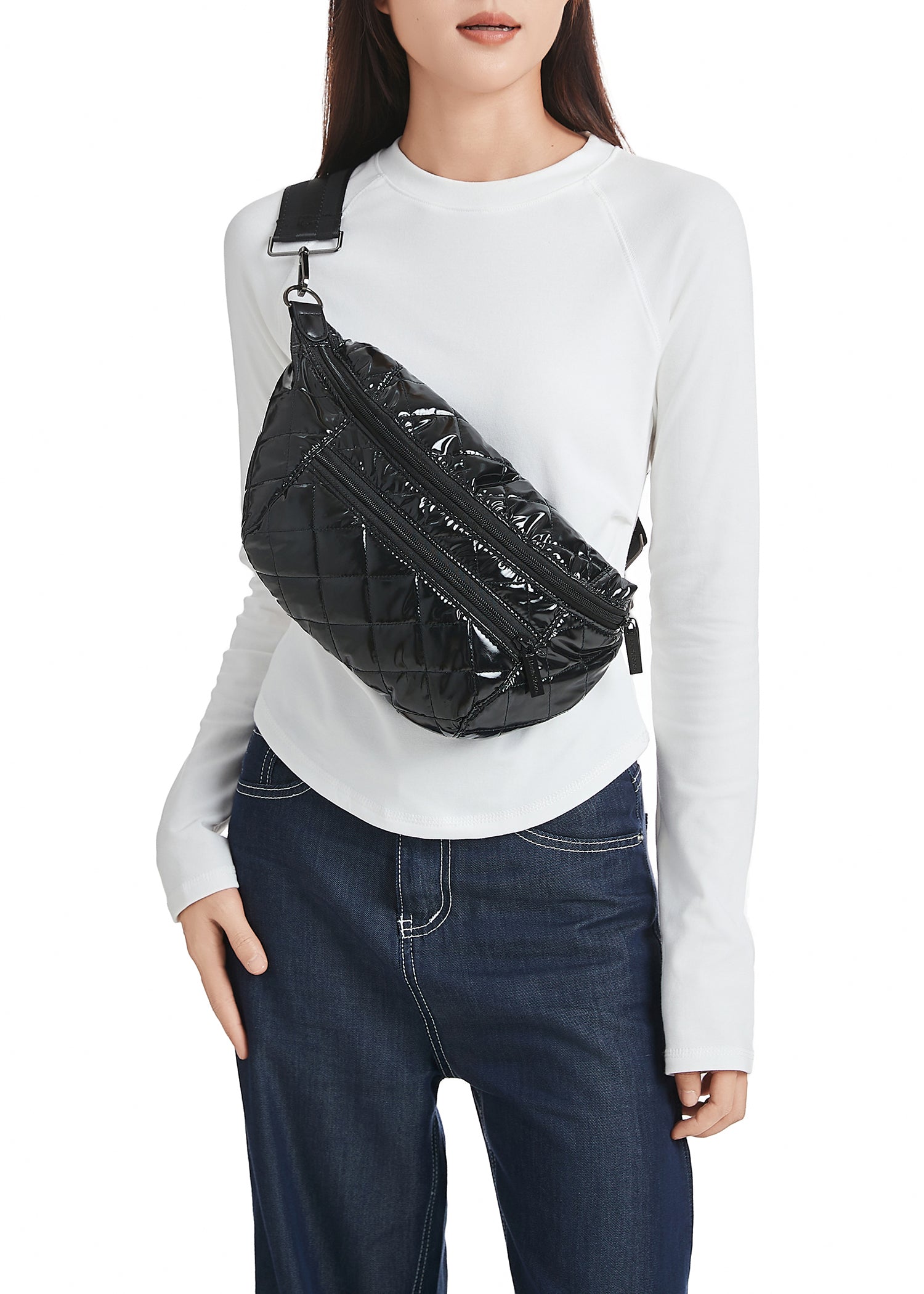 The Emily Noir Puffer Sling Bag
