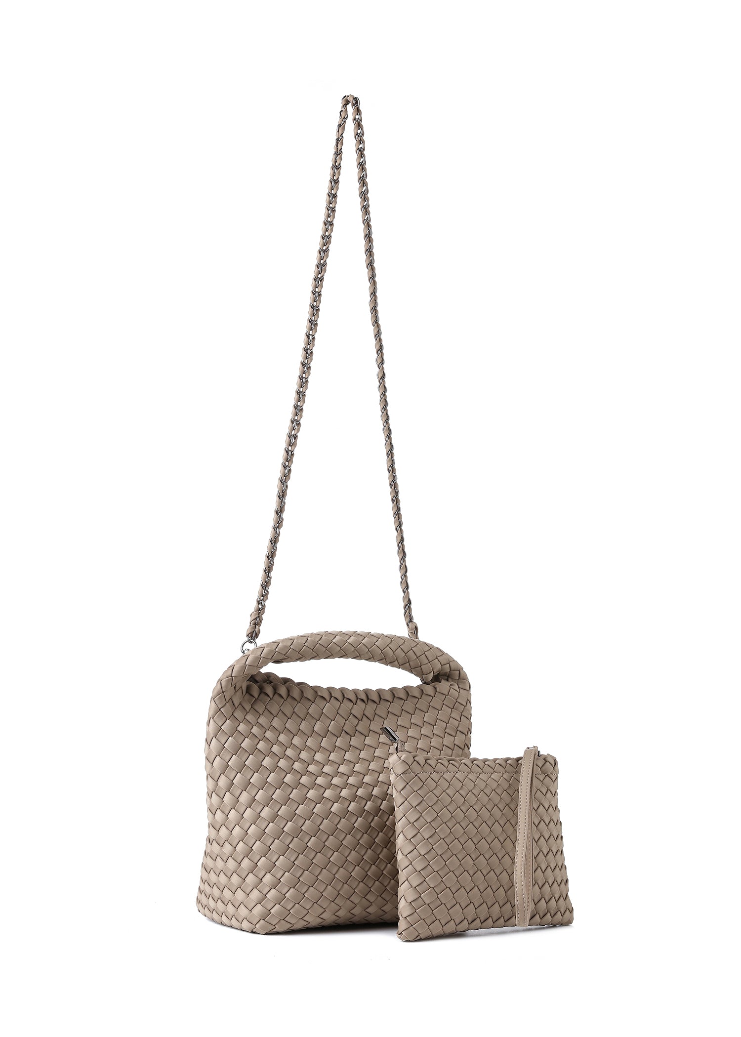 Shelly Taupe Woven Bucket Bag