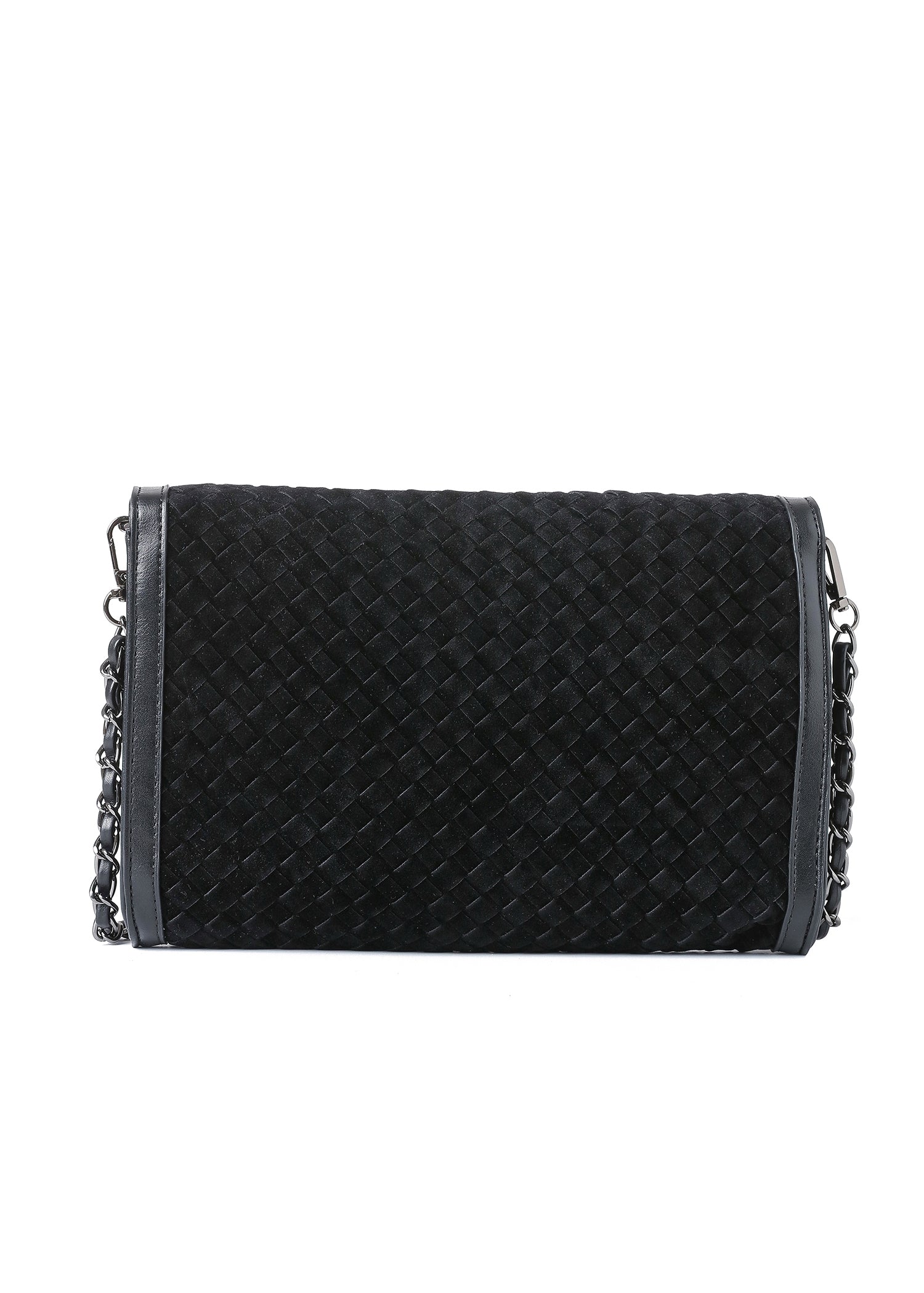 Beth Black Woven Clutch