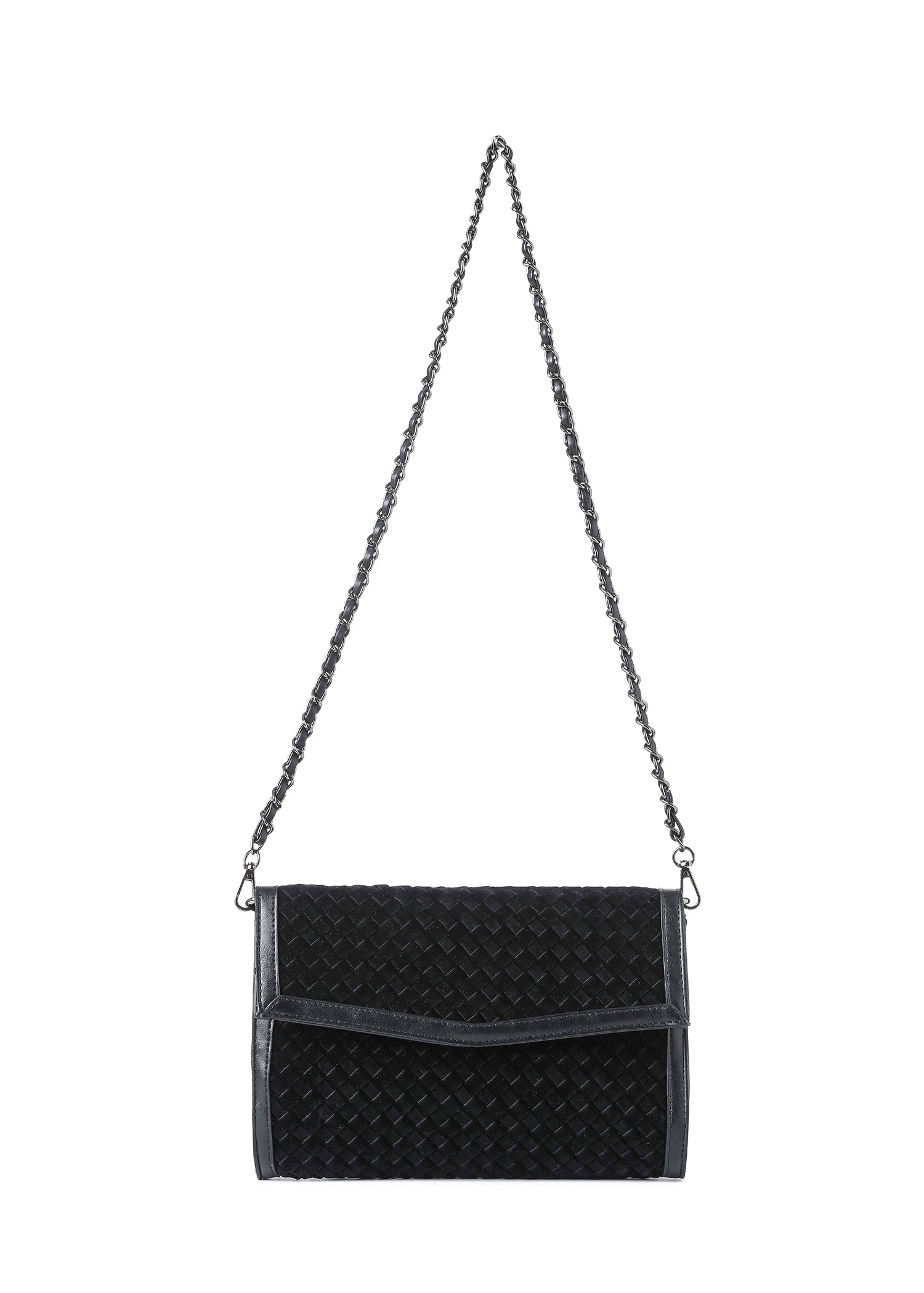 Beth Black Woven Clutch
