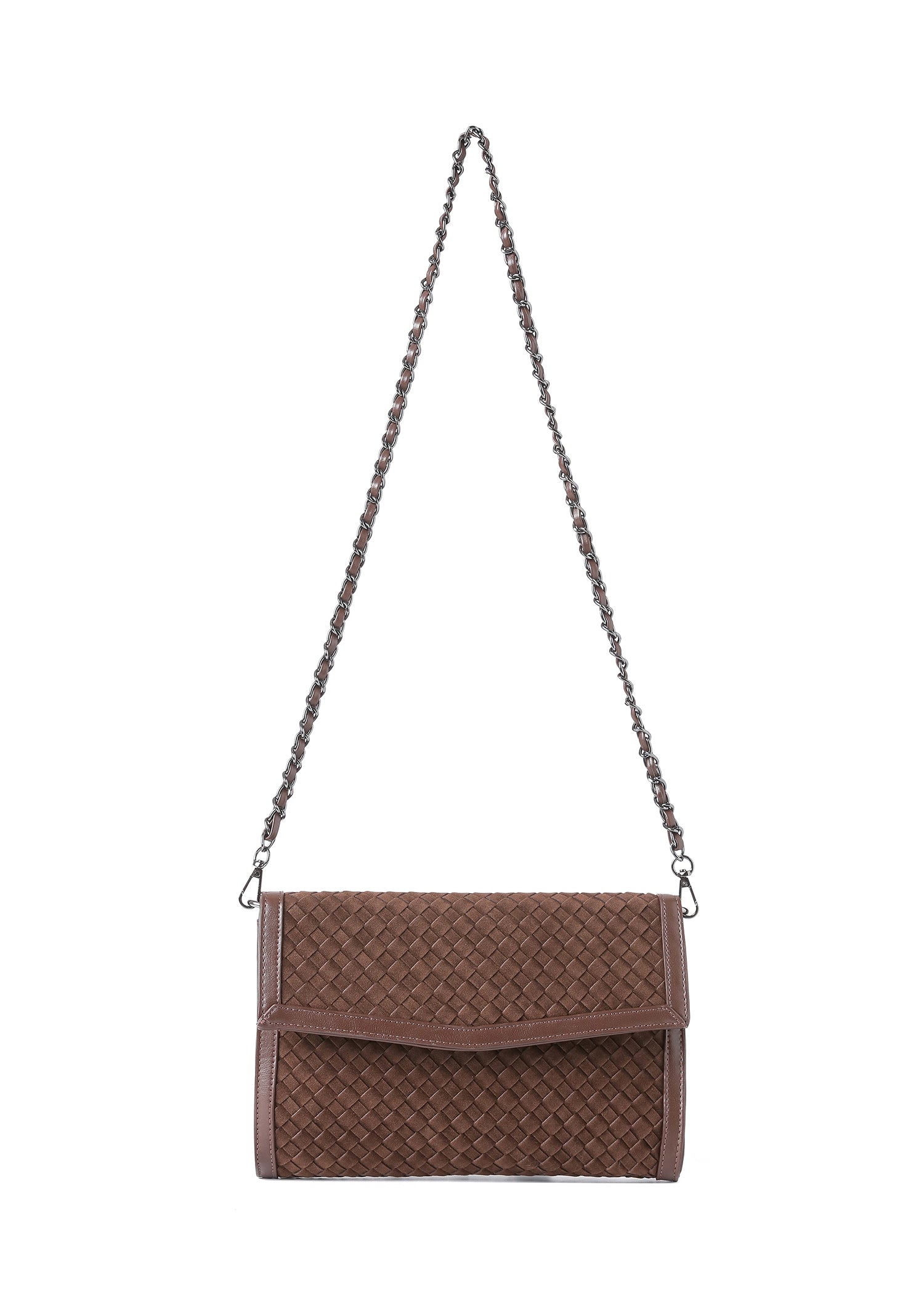 Beth Chocolate Woven Clutch