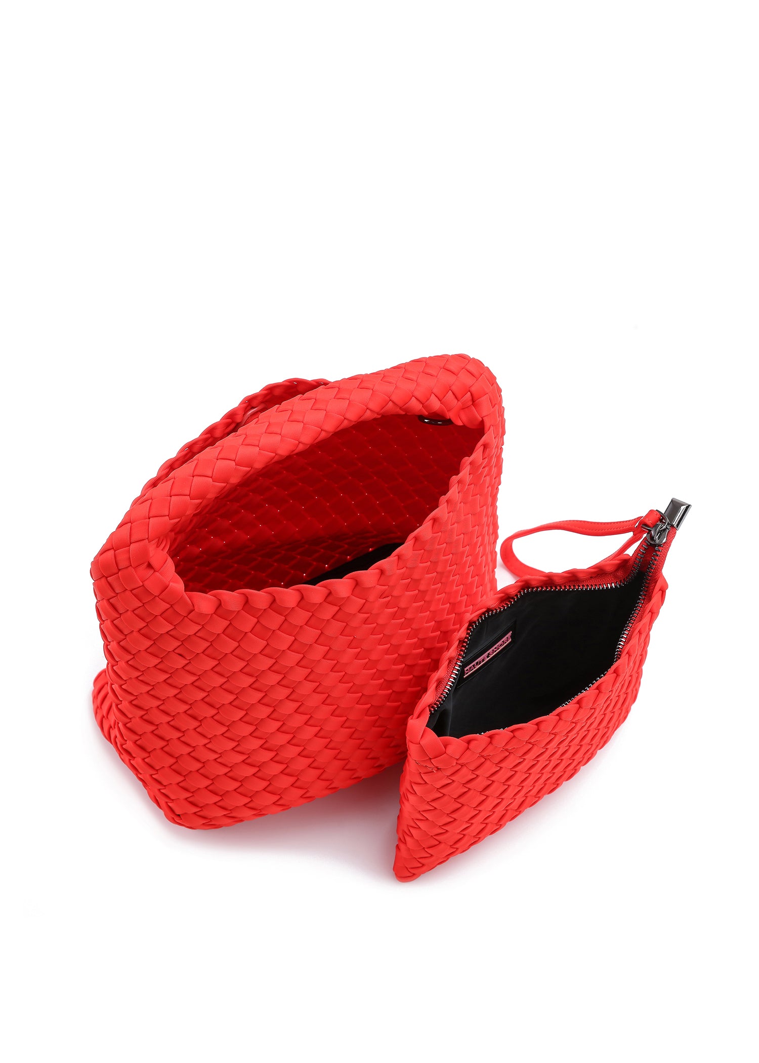 Shelly Poppy Woven Bucket Bag