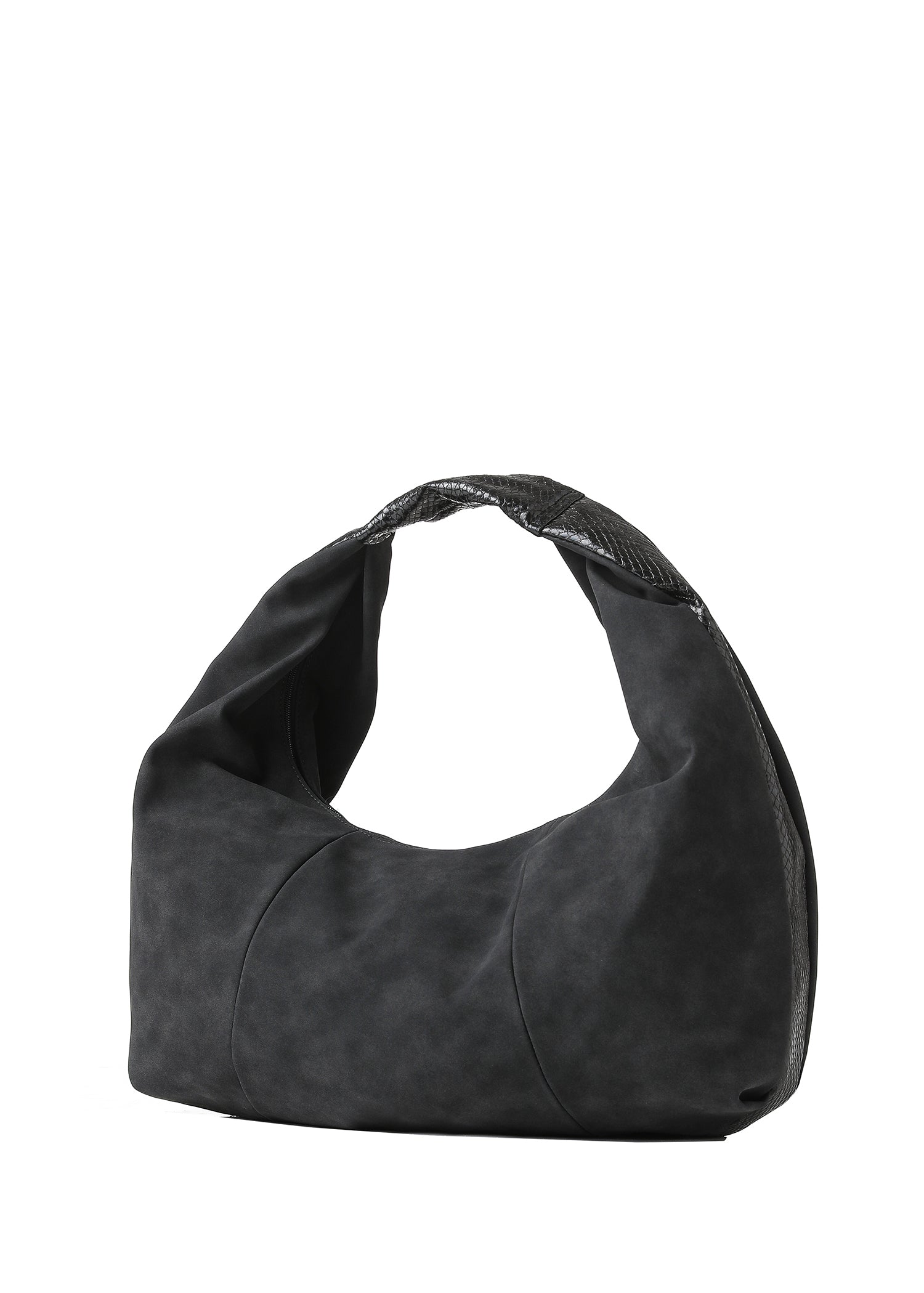 Loren Black Suede & Python Hobo