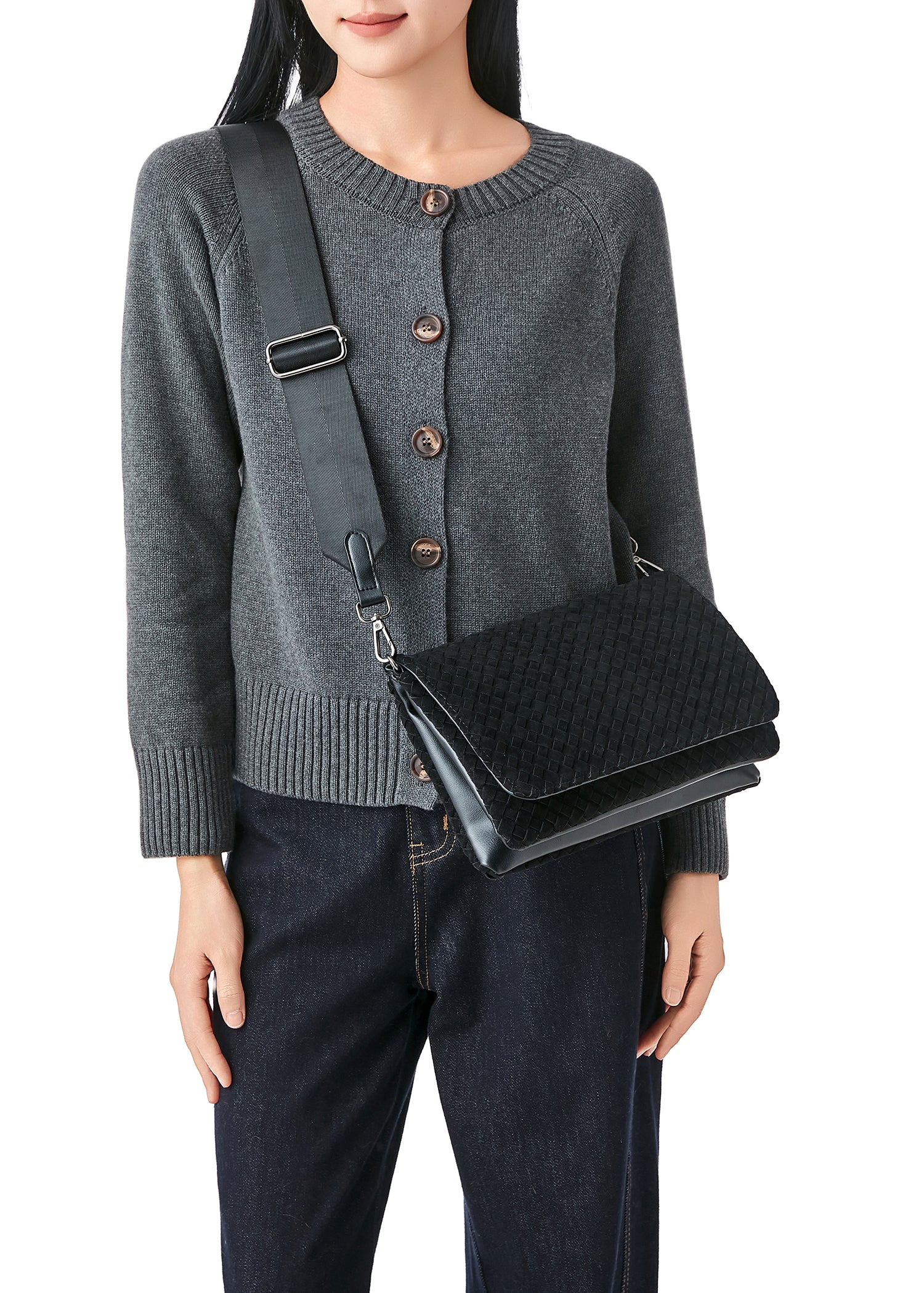 Lexi Woven Black Crossbody