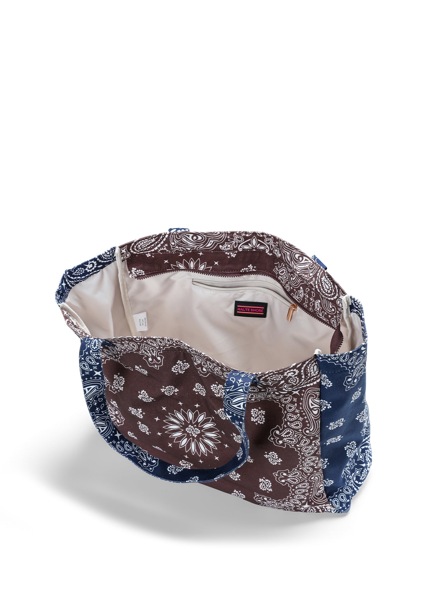 Bailey Brown/Navy Bandana Tote with MONOGRAM